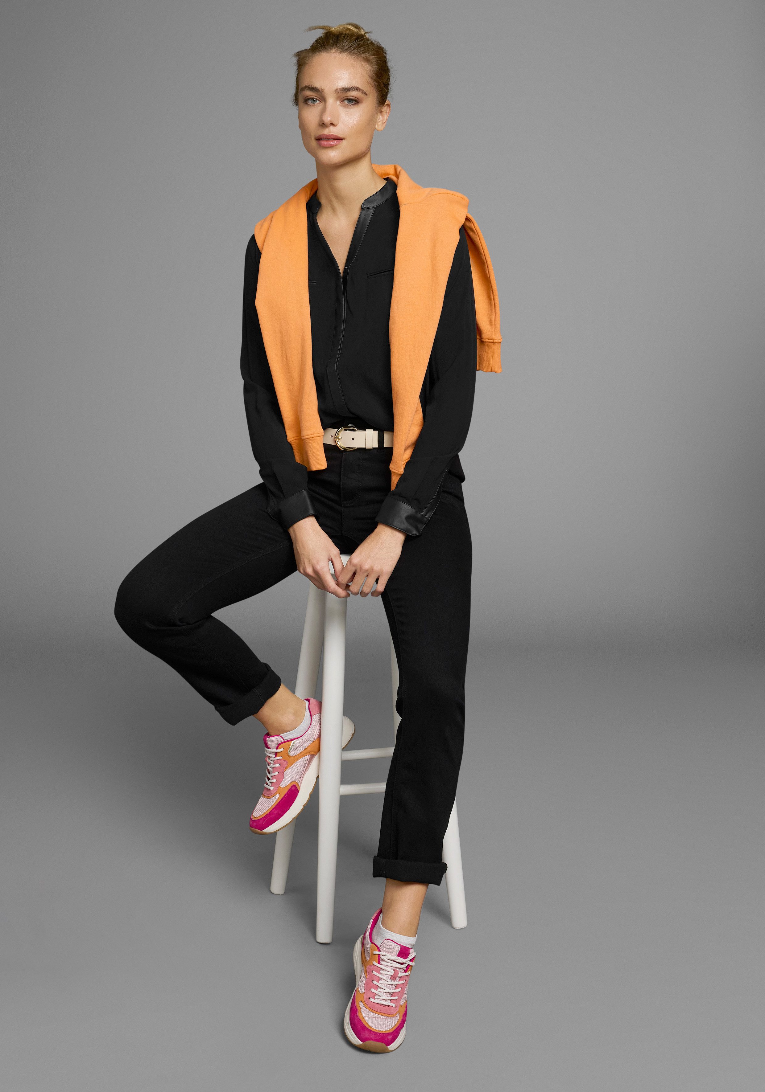 AJC Overhemdblouse met details van imitatieleer