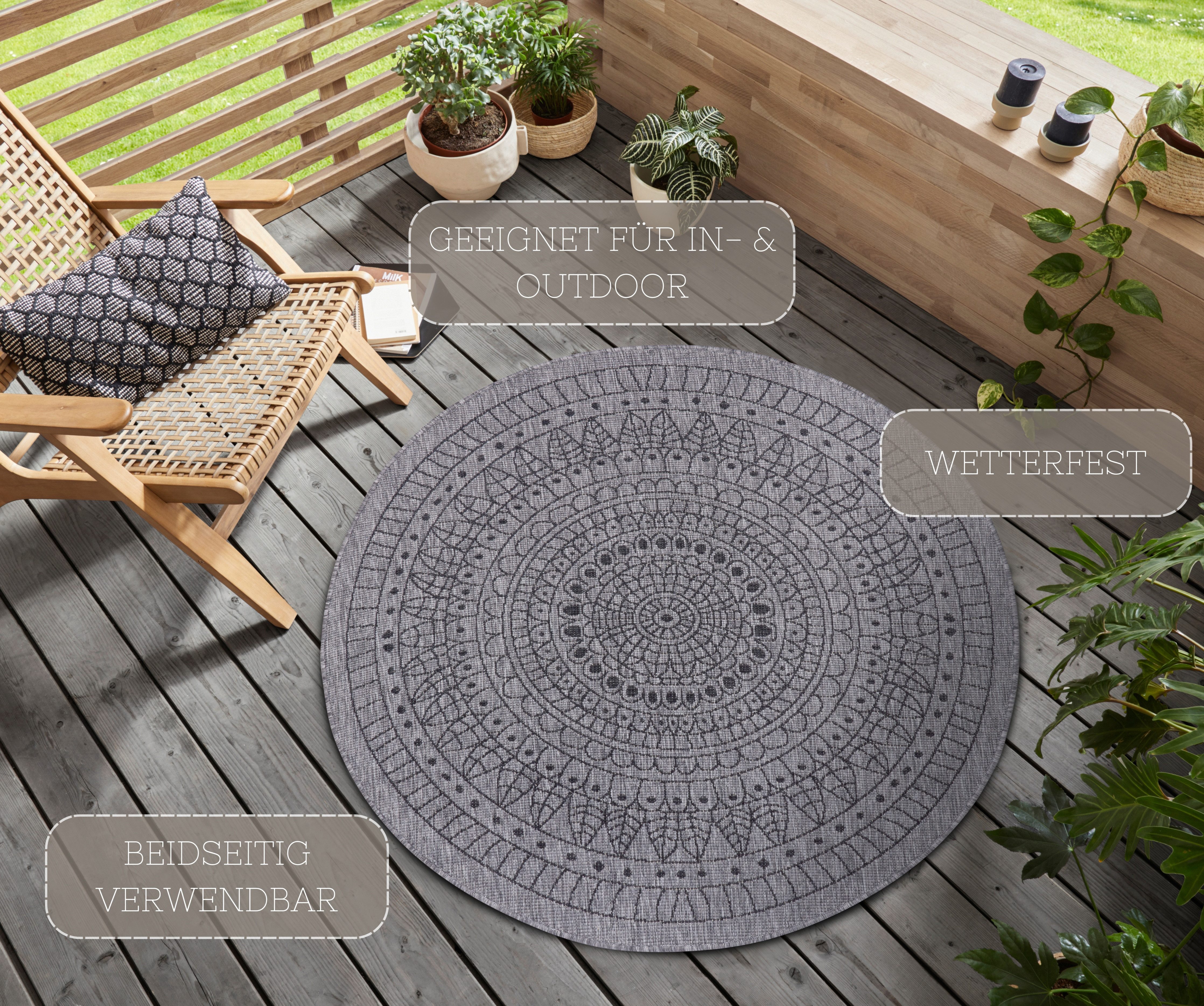 NORTHRUGS Vloerkleed Porto tweezijdig te gebruiken kleed Geschikt voor binnen en buiten, weerbestendig, balkon, tuin, woonkamer, waterbestendig