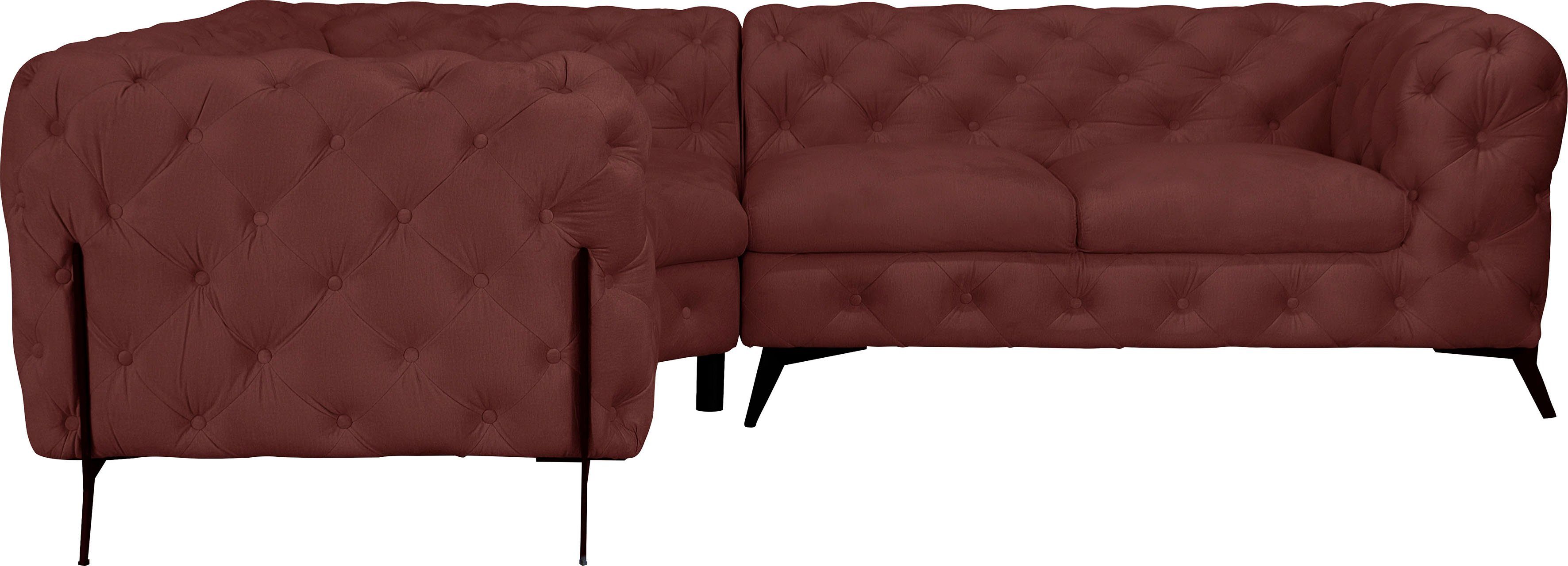 Leonique Chesterfield-bank Amaury L-vorm moderne chersterfield-look, breedte 262 cm, kleur van de poten ter keuze