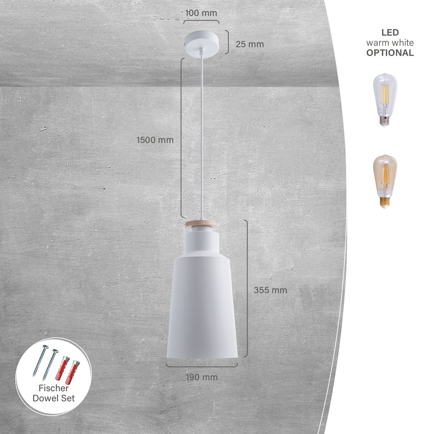 Paco Home Hanglamp JACK I Hanglamp eetkamer keukenlamp Eettafellamp Scandinavisch E27