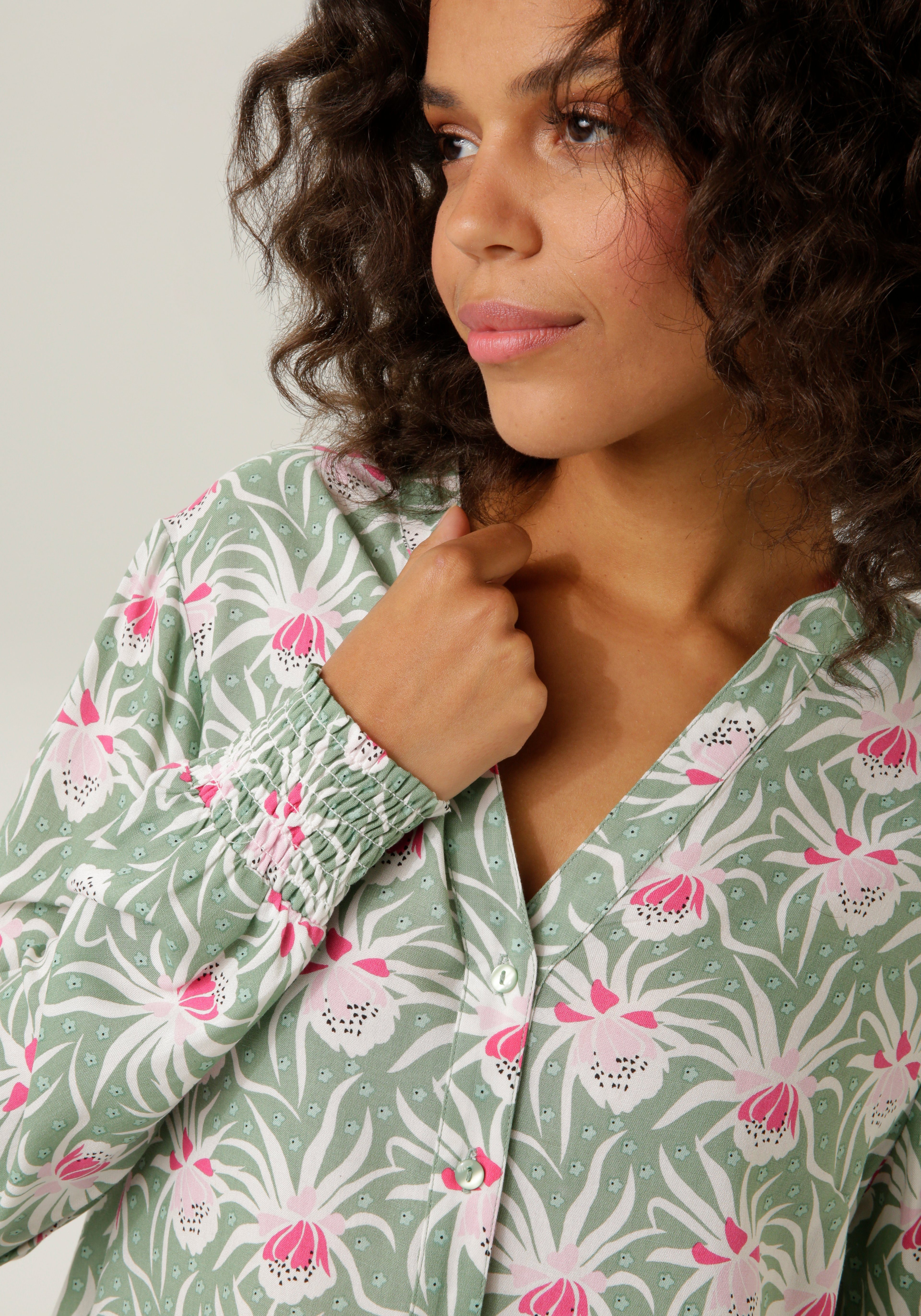 Aniston CASUAL Blouse met lange mouwen met fantasierijke bloemenprint