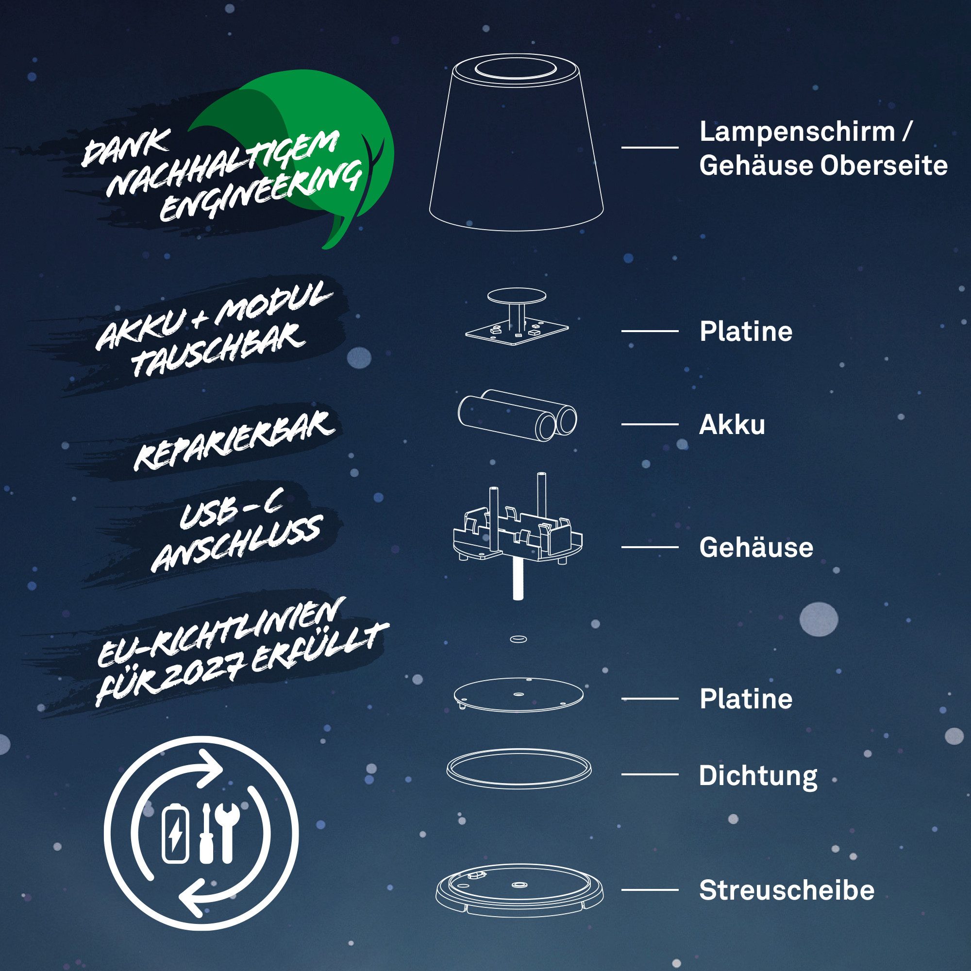 Briloner Leuchten Led-tafellamp Calida