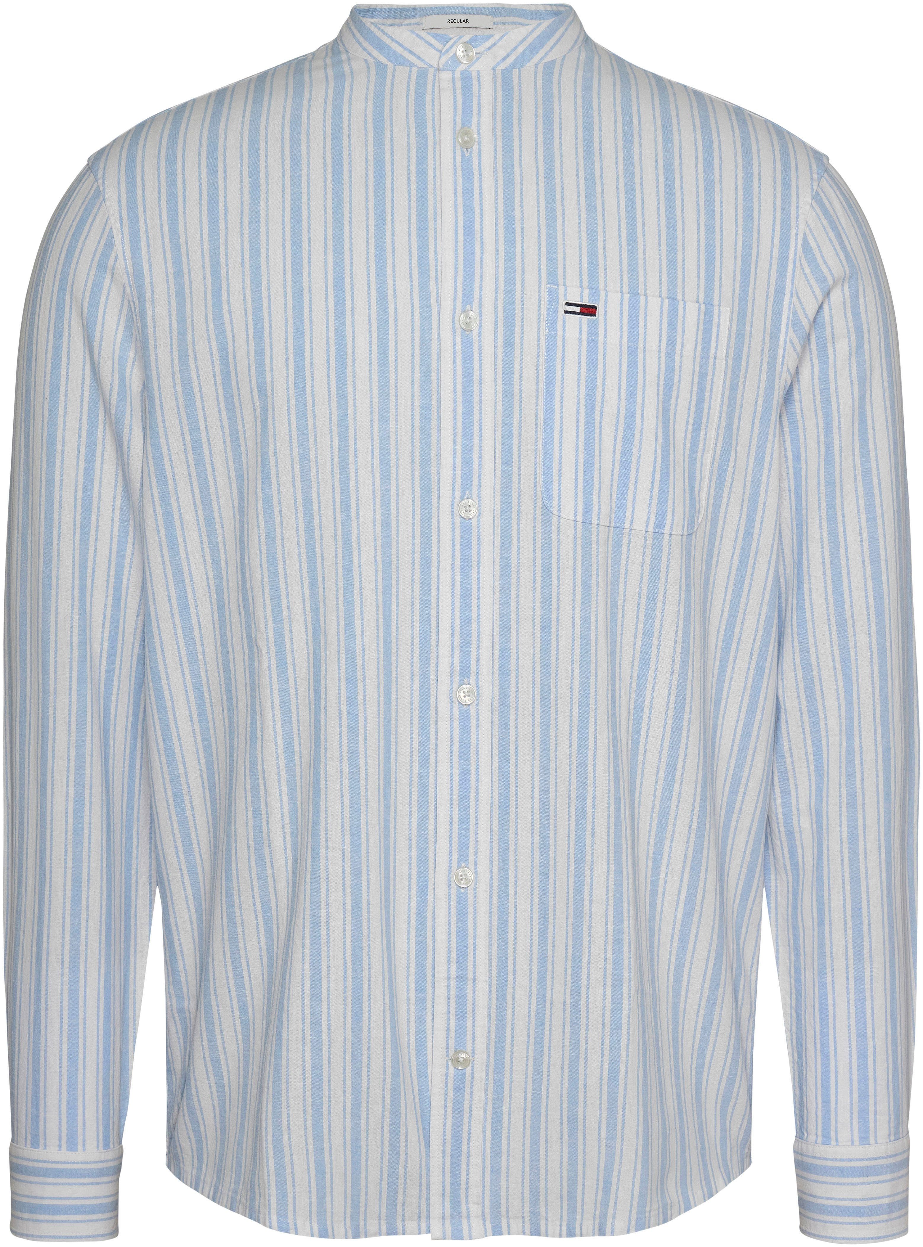 TOMMY JEANS Overhemd met lange mouwen TJM MAO STRIPE LINEN BLEND SHIRT