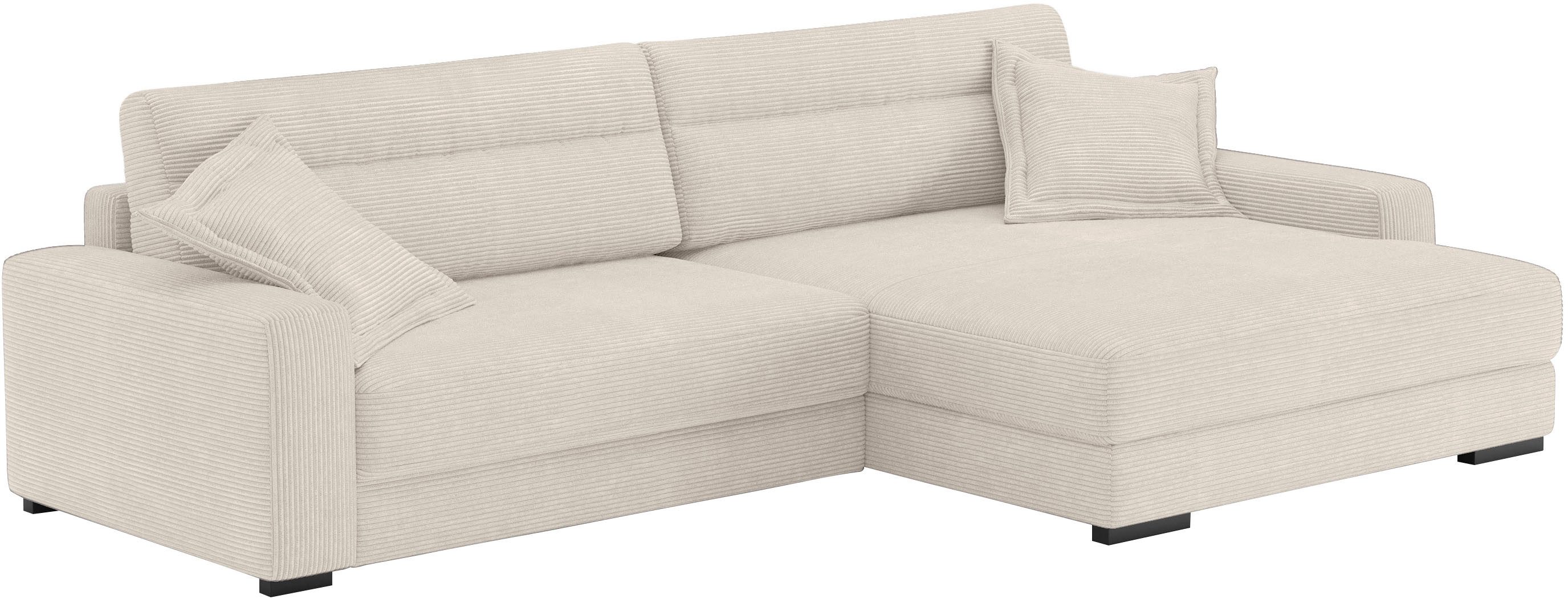 Mr. Couch Hoekbank Marcello L-vorm inclusief easybett en bedlade beige, hoekbanken, Bettfunktion links-Recamiere rechts