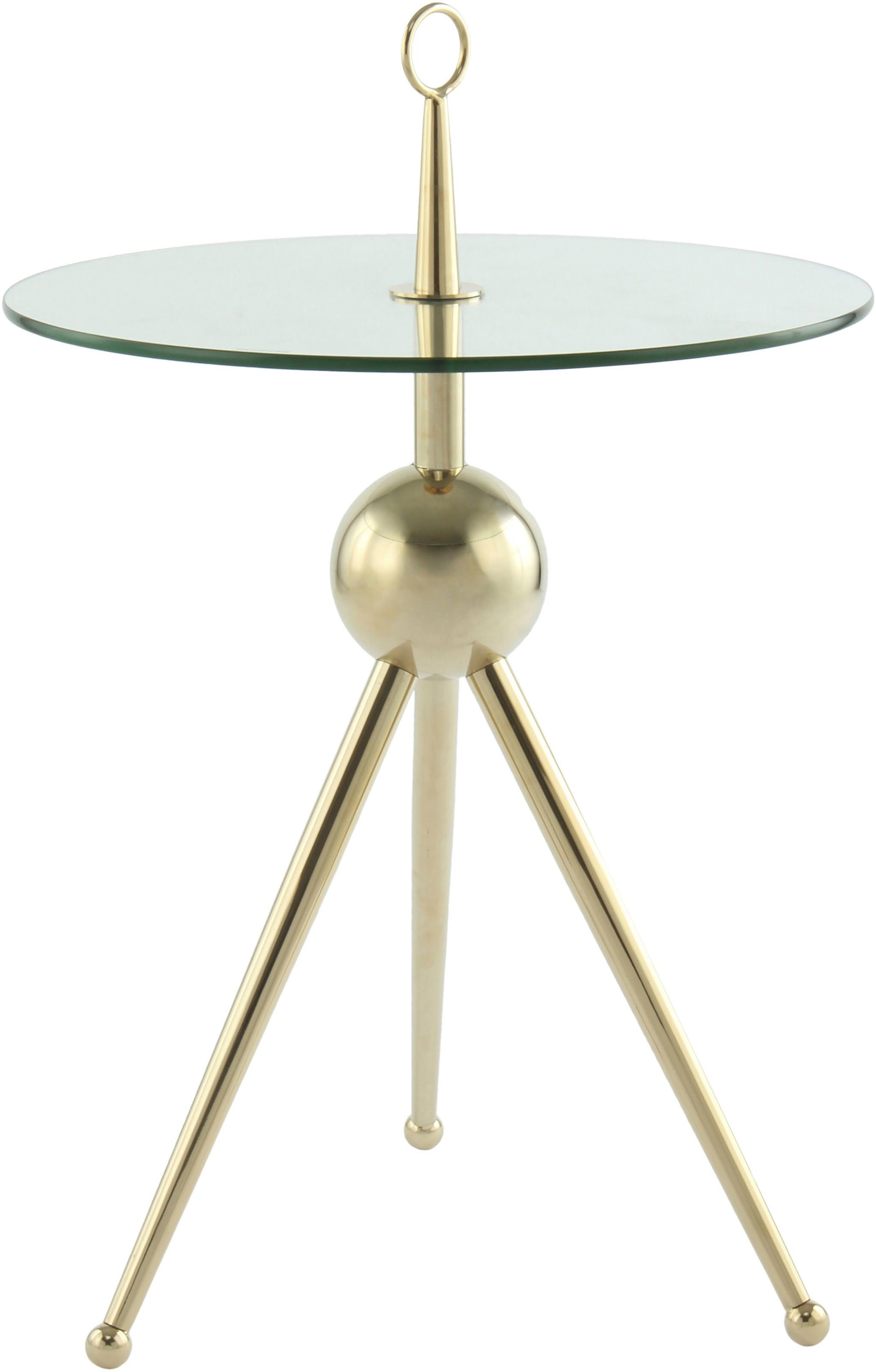 Kayoom Bijzettafel Ontario 325, ronde glasplaat van veiligheidsglas, 100% roestvrij staal (1 stuk)