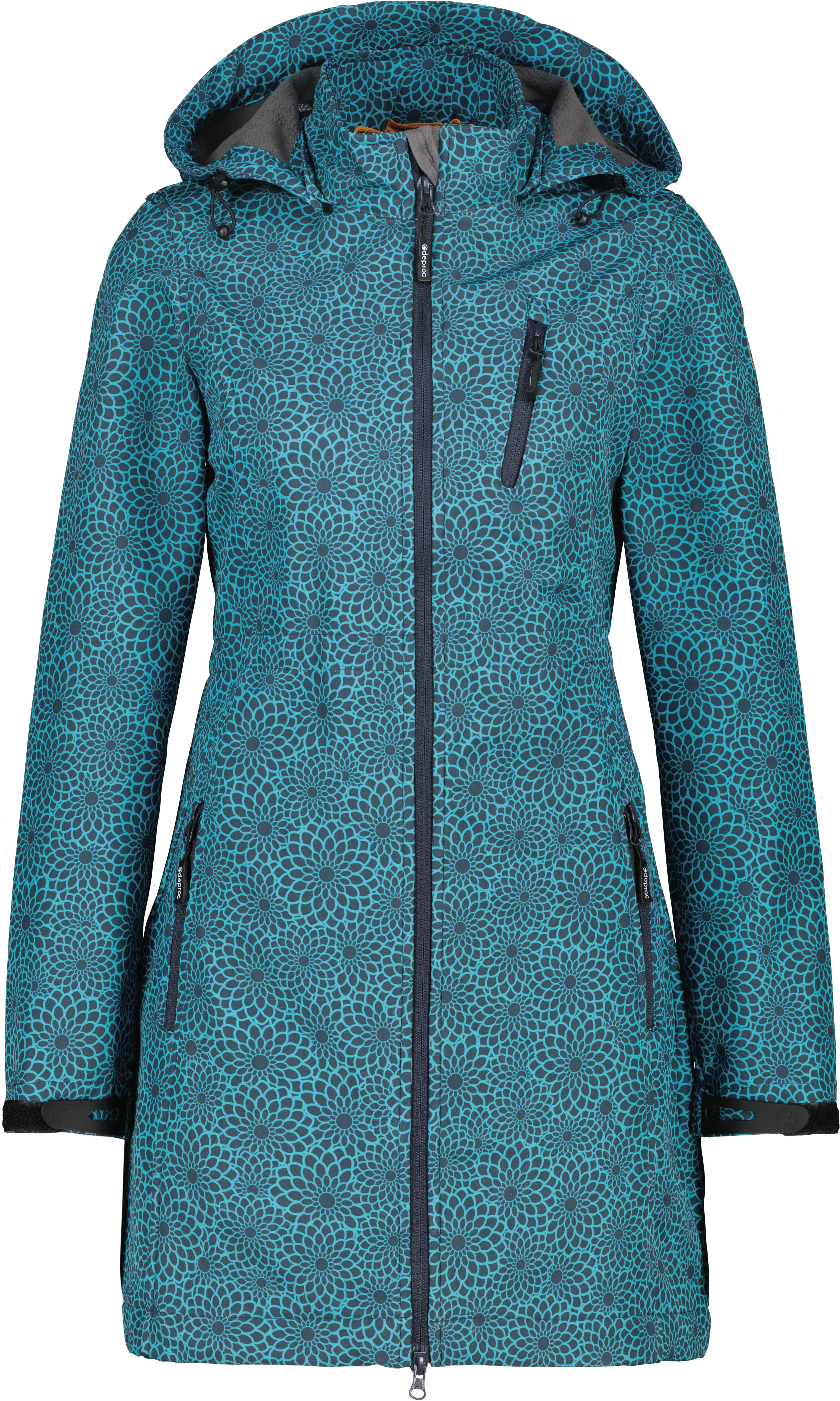 DEPROC Active Softshell-jack SHELBY LONG lichte softshell korte mantel met afneembare capuchon