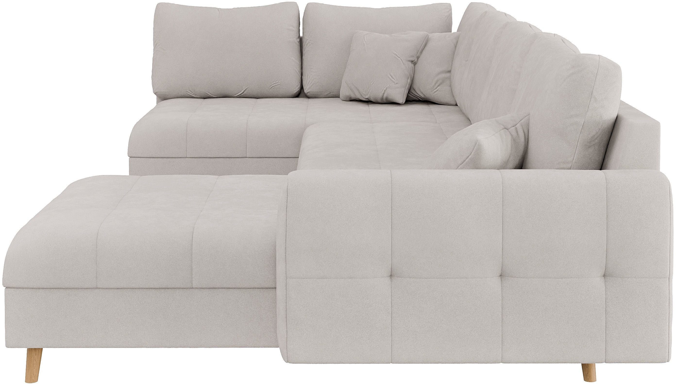 Home affaire Zithoek CHARRE U-vorm met ottomane, afmetingen B/D/H: 310/161/81 cm fijne stiksels, losse rug- en sierkussens, ook in cord en bouclé