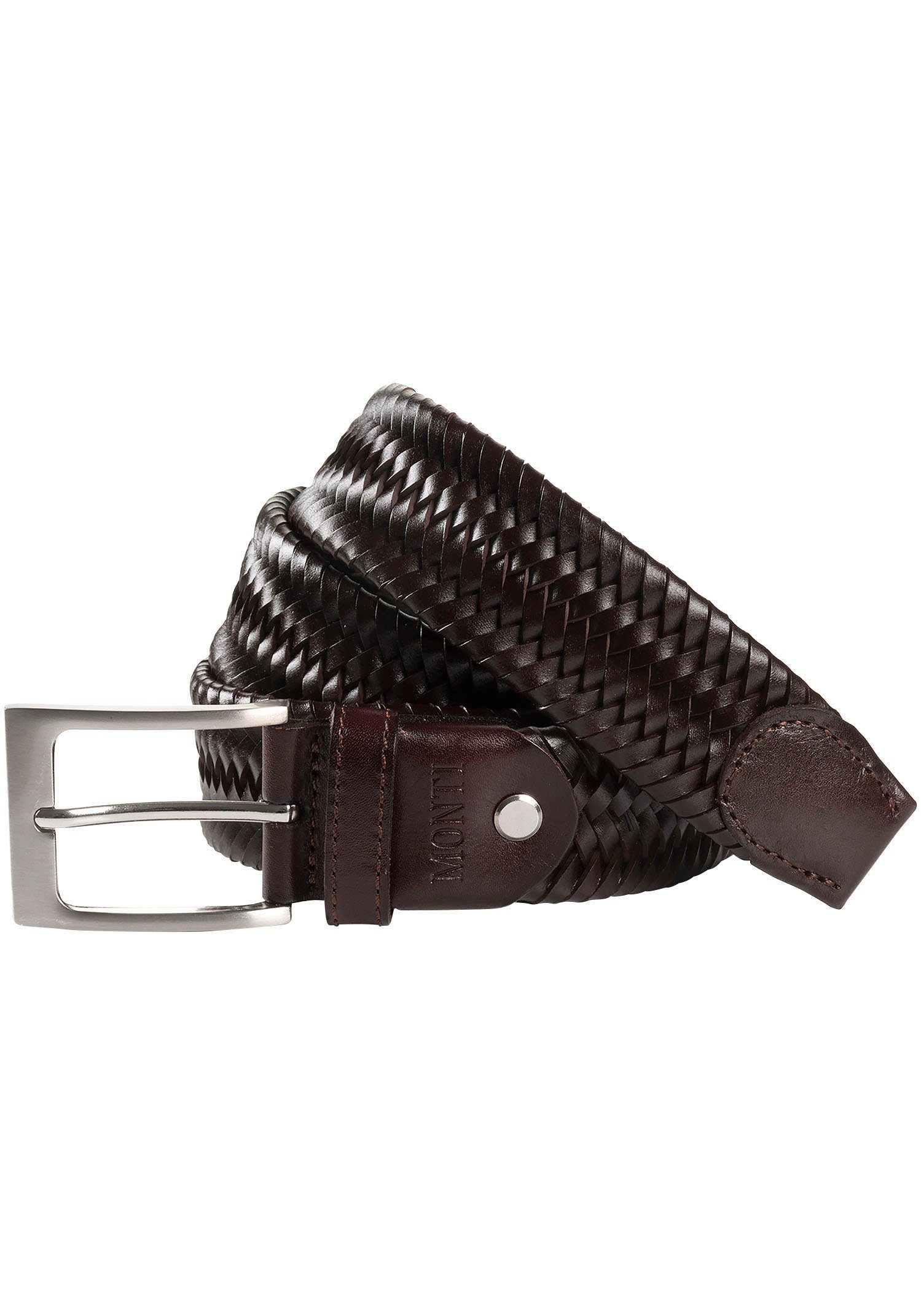 MONTI Gevlochten riem Rio 3,5 cm breed, elastisch leer vlechtband, casual-business-sportief