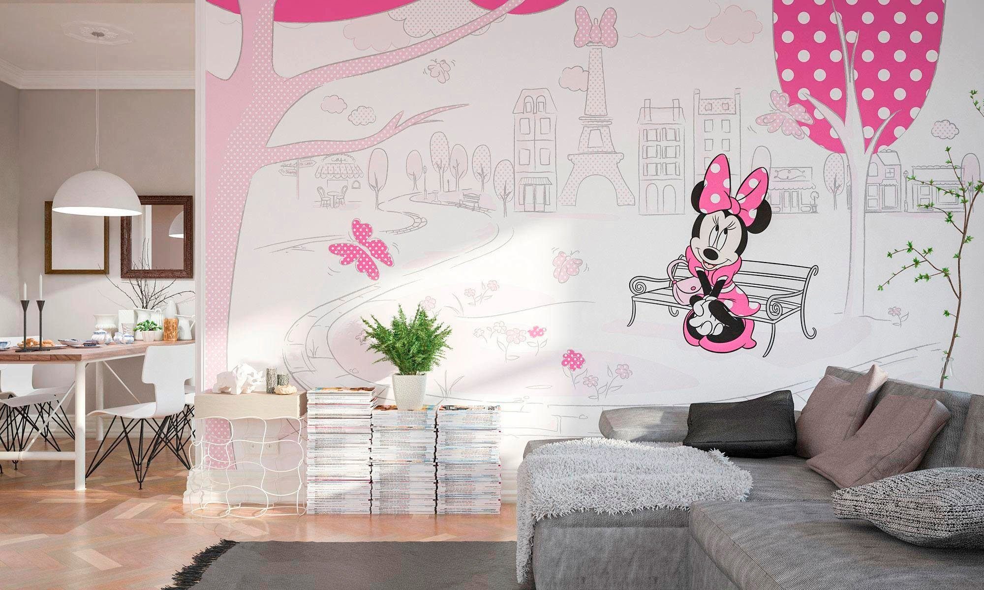 Komar Vliesbehang Digitale print vlies - Minnie in Paris - Afmeting 400 x 250 cm (1 stuk)