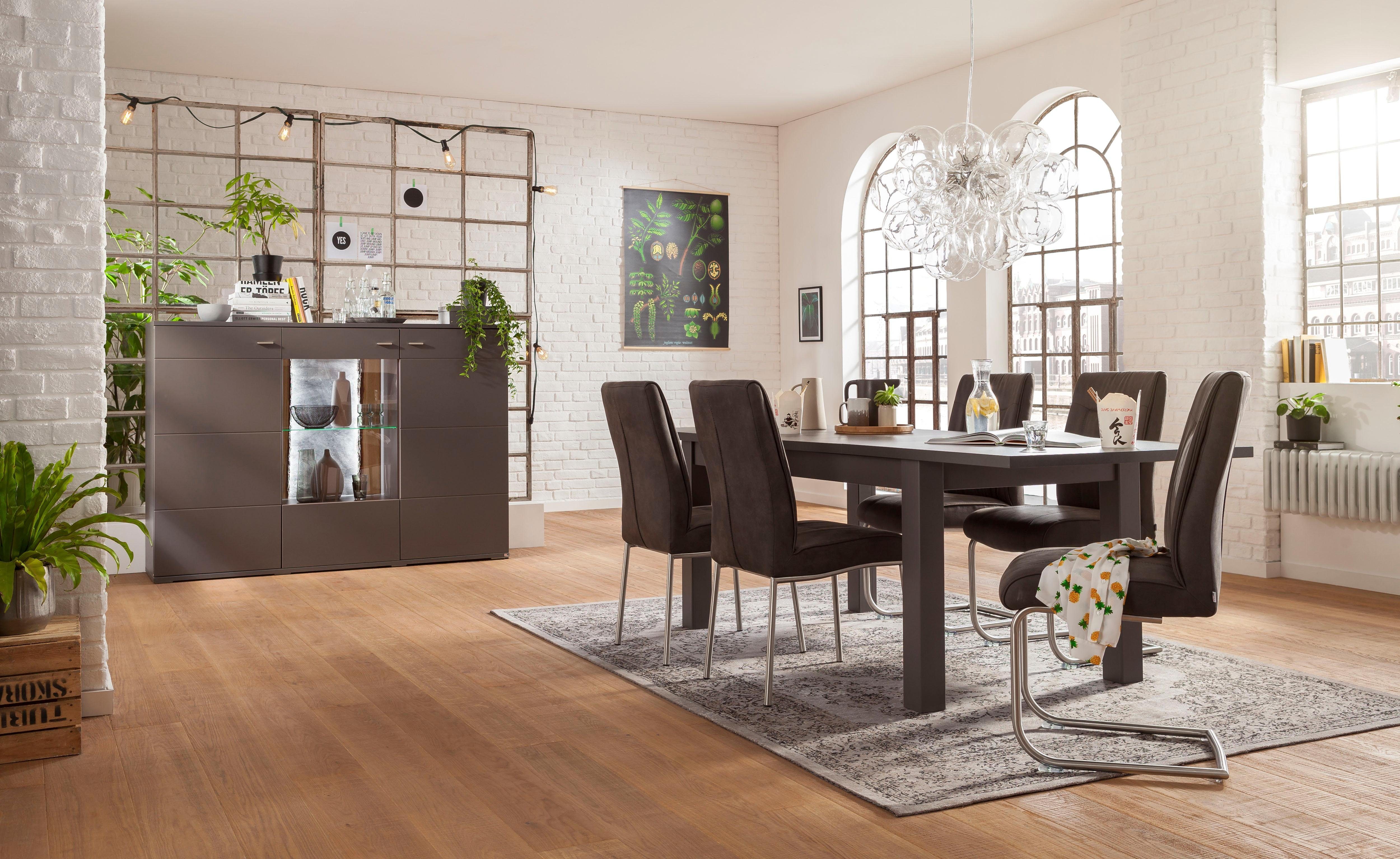 set one by Musterring Highboard Tacoma Type 52, breedte 180 cm, met getinte glasdeur