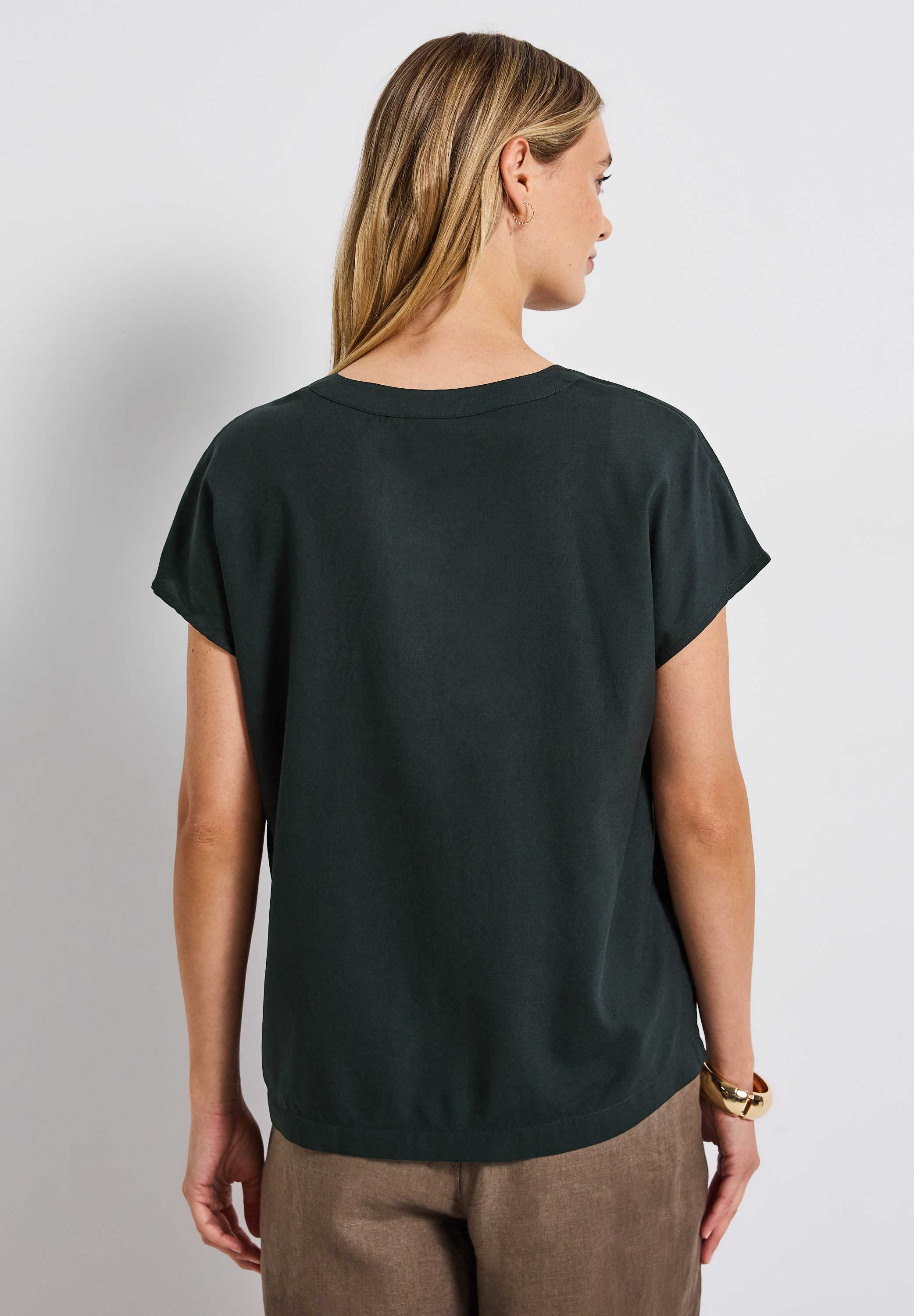 STREET ONE Blouse met korte mouwen Hals met split