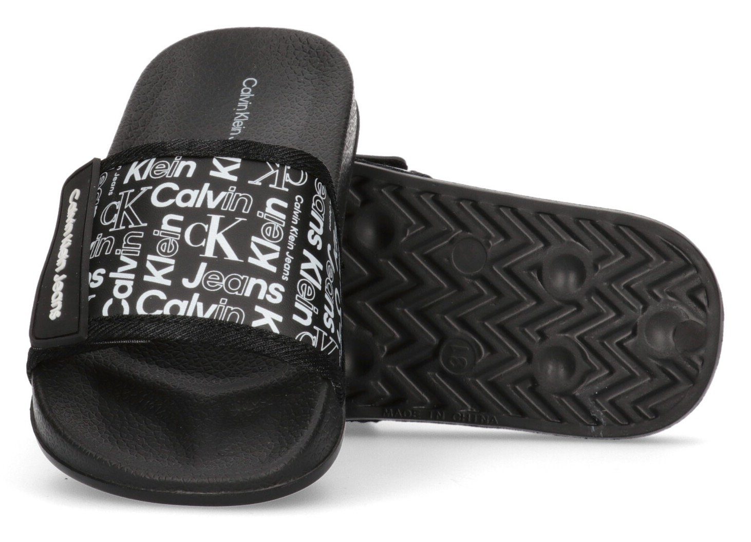Calvin Klein Badslippers AOP POOL SLIDE , zomerschoen, slippers, badschoen, poolslides met logo-schriften