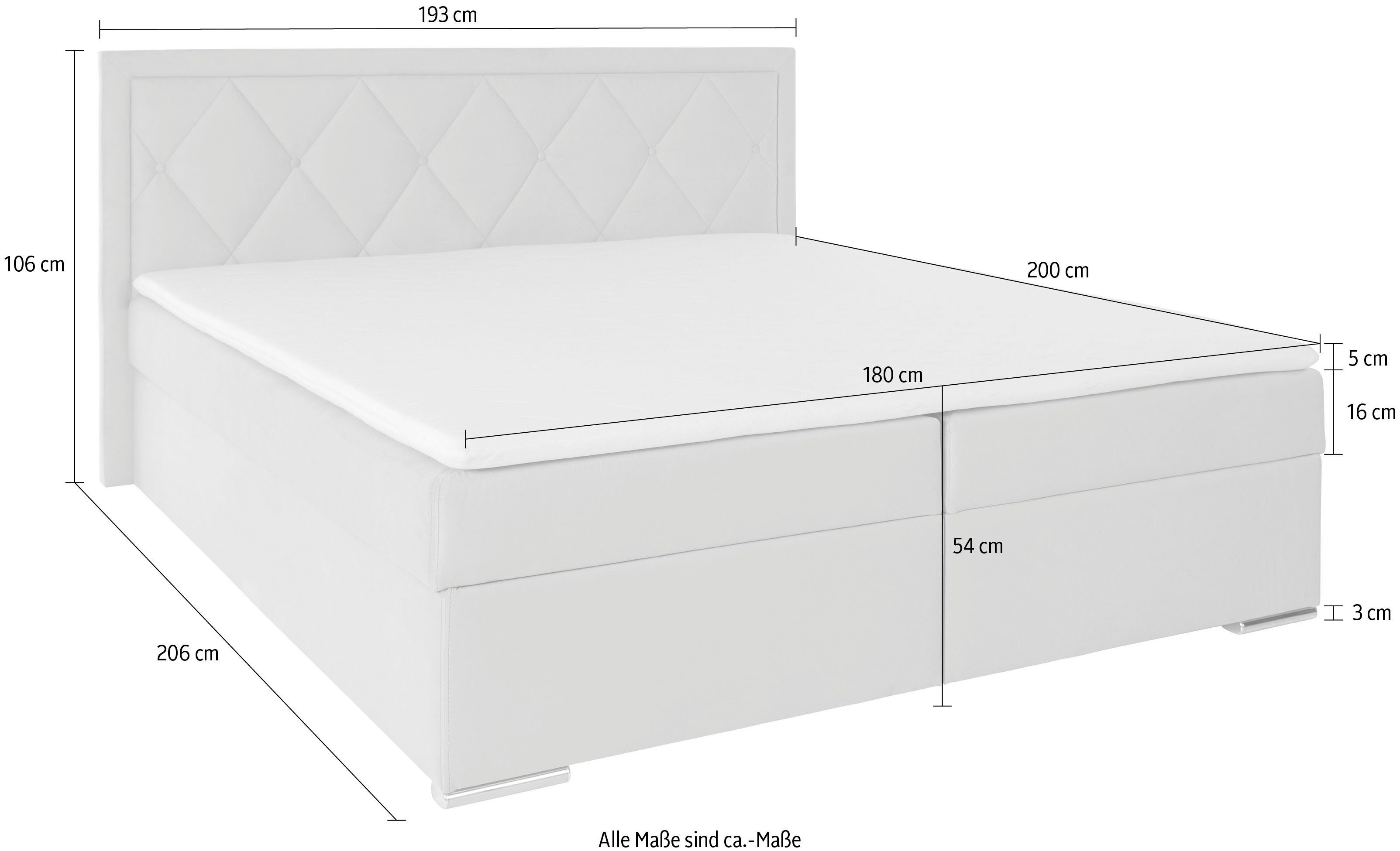 Leonique Boxspring Alfie, bestseller, optioneel met bedlade met capitonnage in het hoofdbord, h2, h3 en h4 ter keuze
