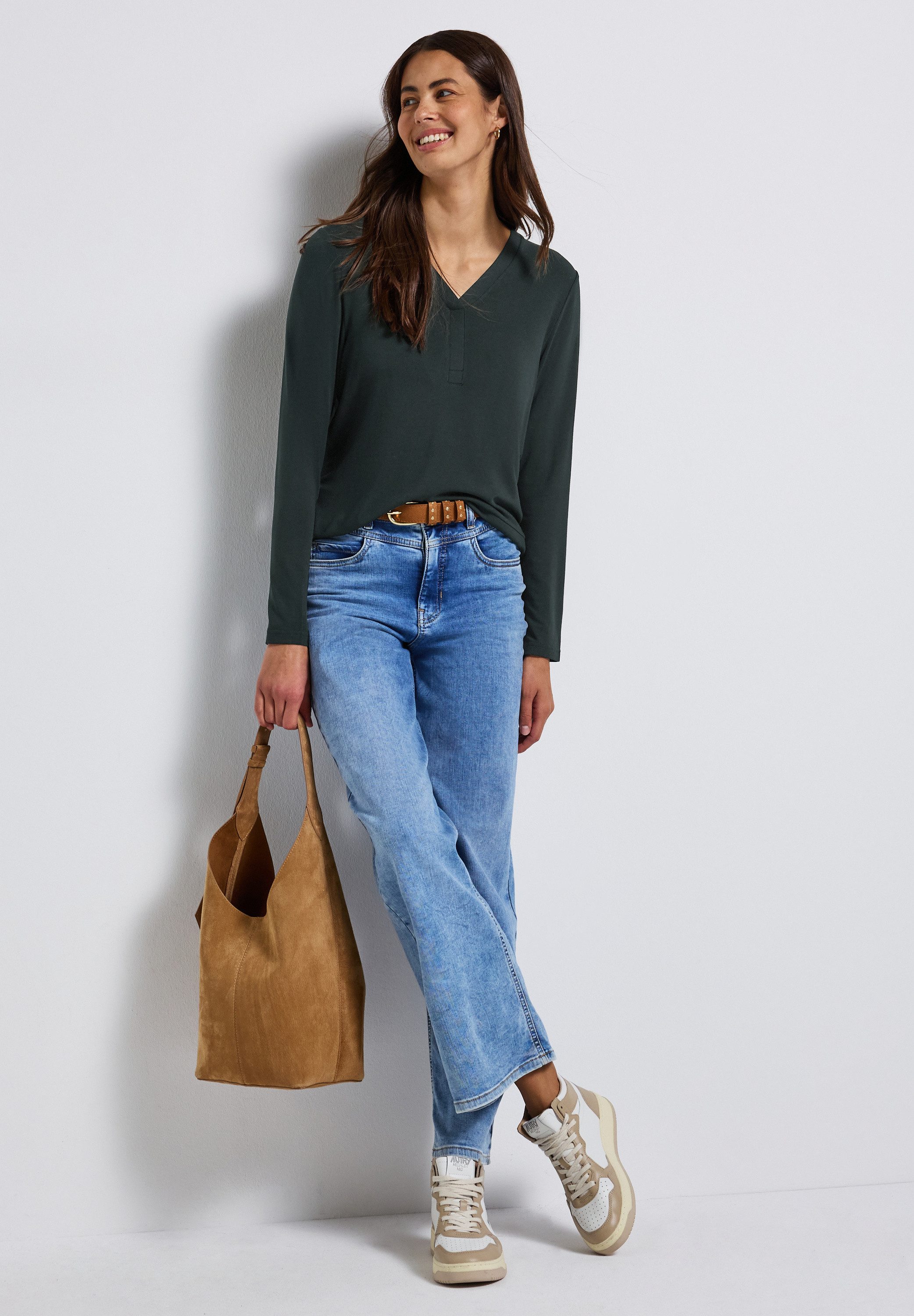 STREET ONE Shirt met lange mouwen met v-hals