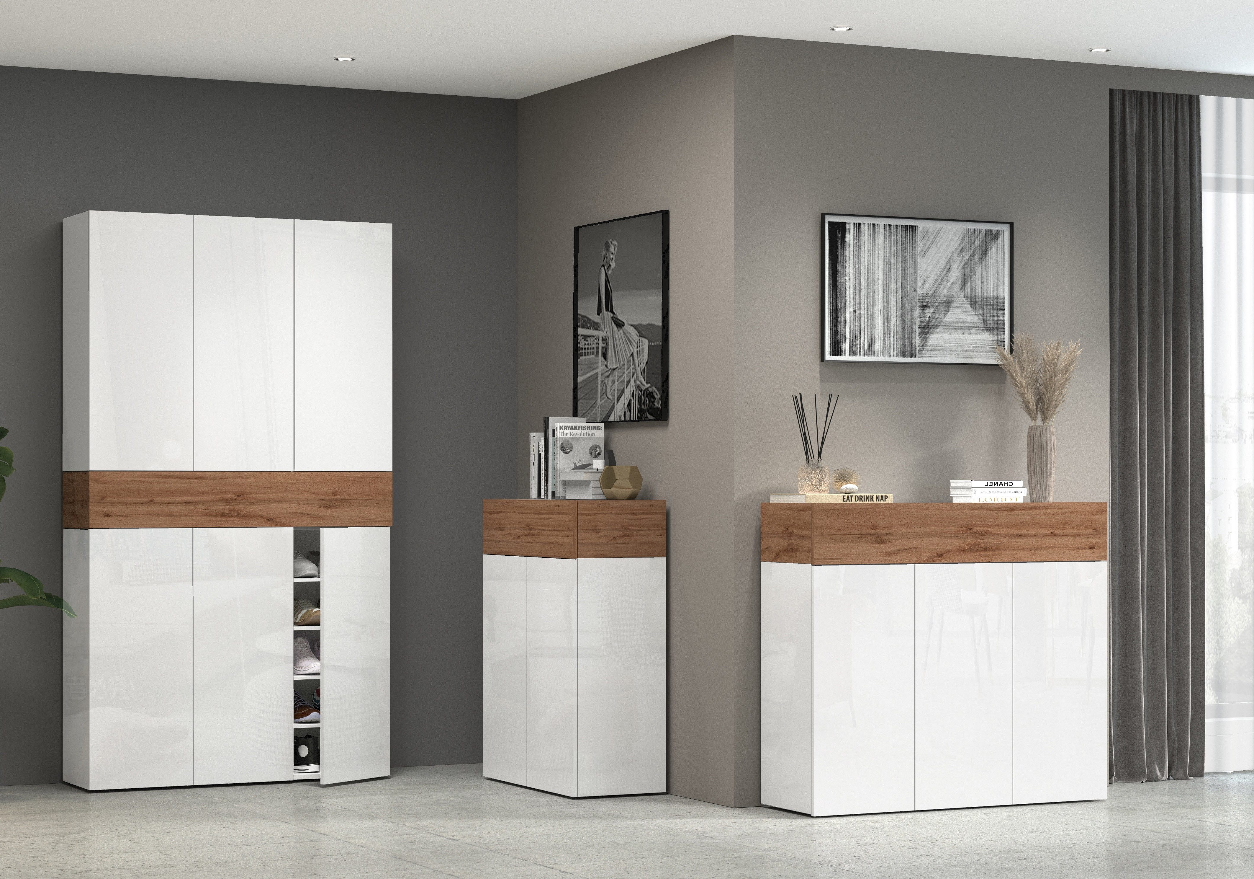INOSIGN Schoenenkast Savona Hoogte 200cm, 12 inlegplanken, 21 vakken (1 stuk)
