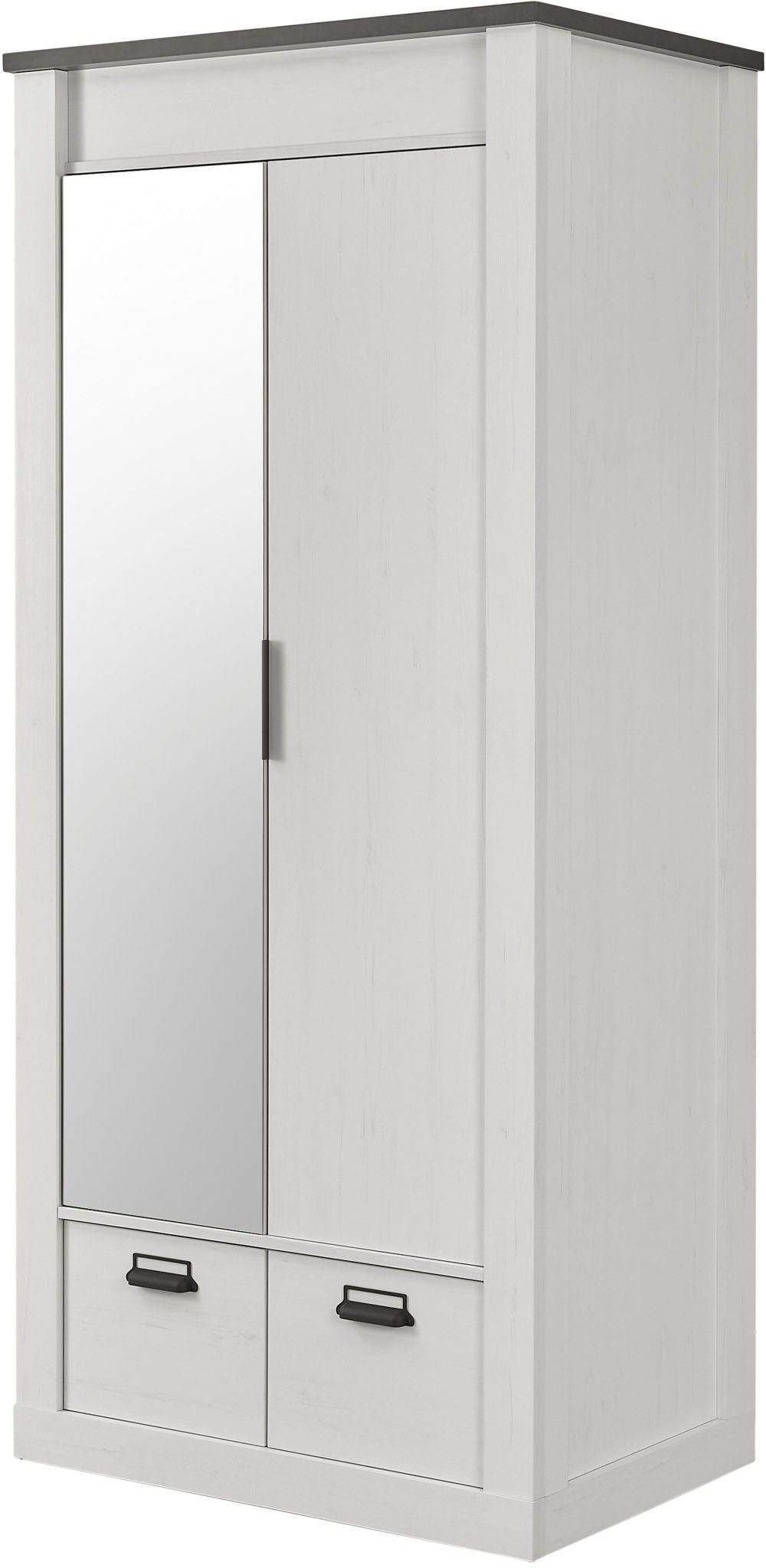 Home affaire Kledingkast SHERWOOD linn kast garderobe met spiegel kan worden gebruikt met kledingstang of legplanken, breedte 93 cm