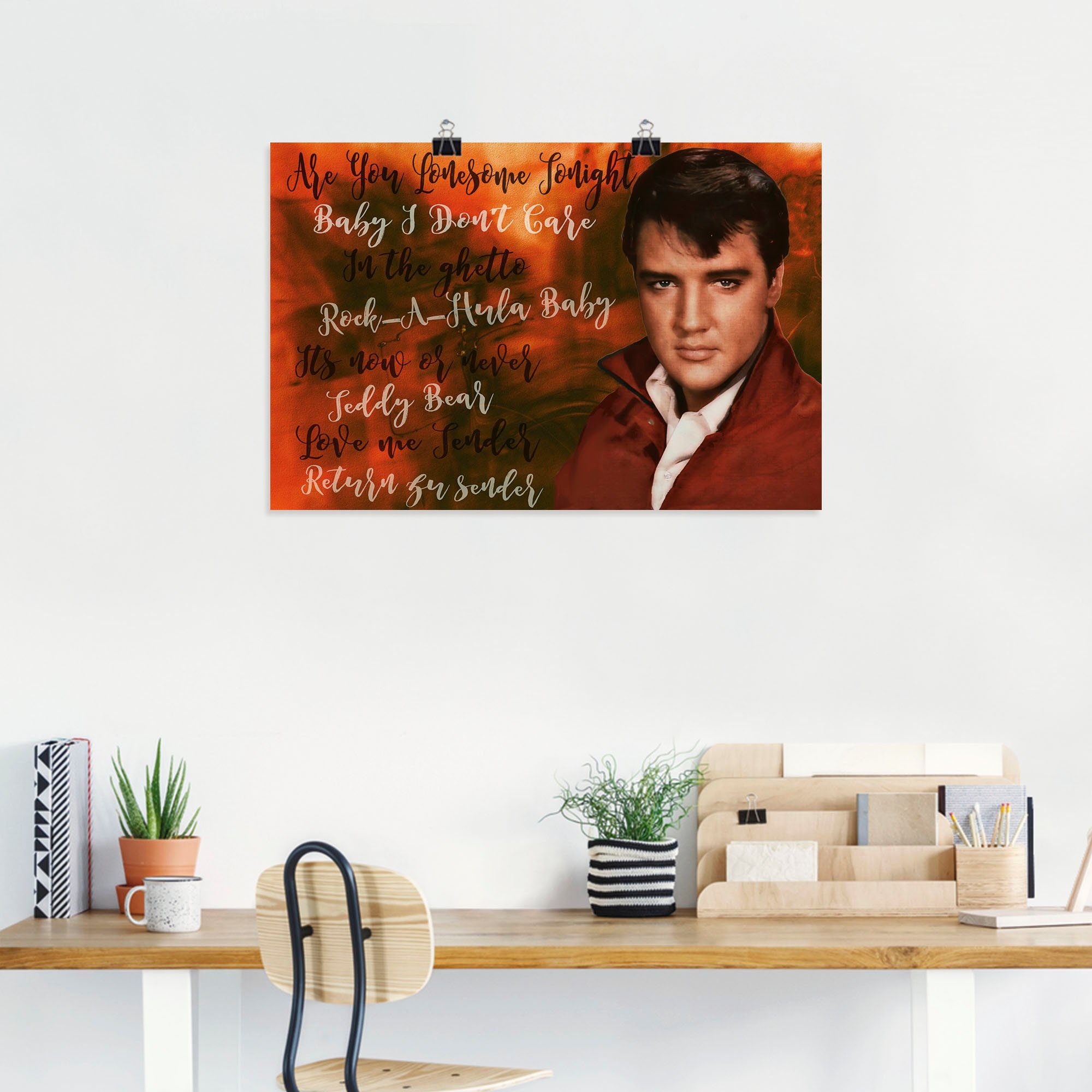 Artland Artprint Elvis ster als artprint van aluminium, artprint voor buiten, poster in diverse formaten