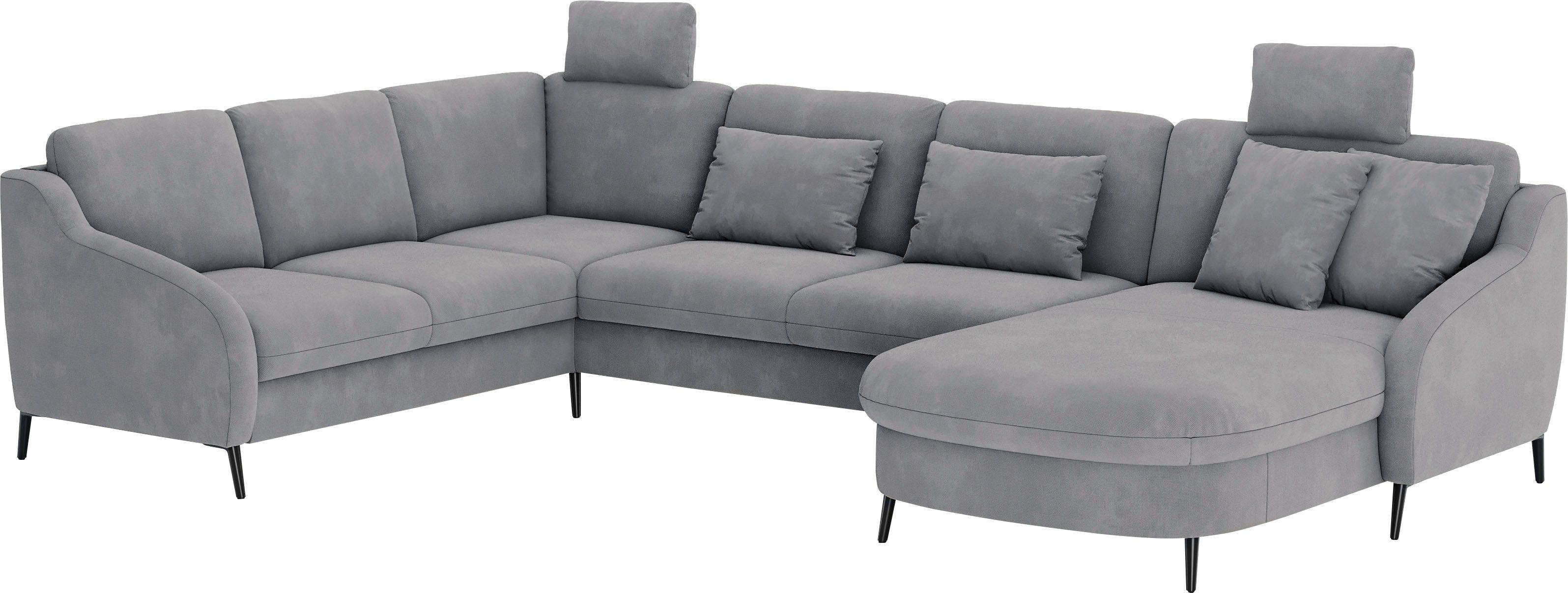 sit&more Zithoek Soul U-model optioneel met bedfunctie en bedlade of lade