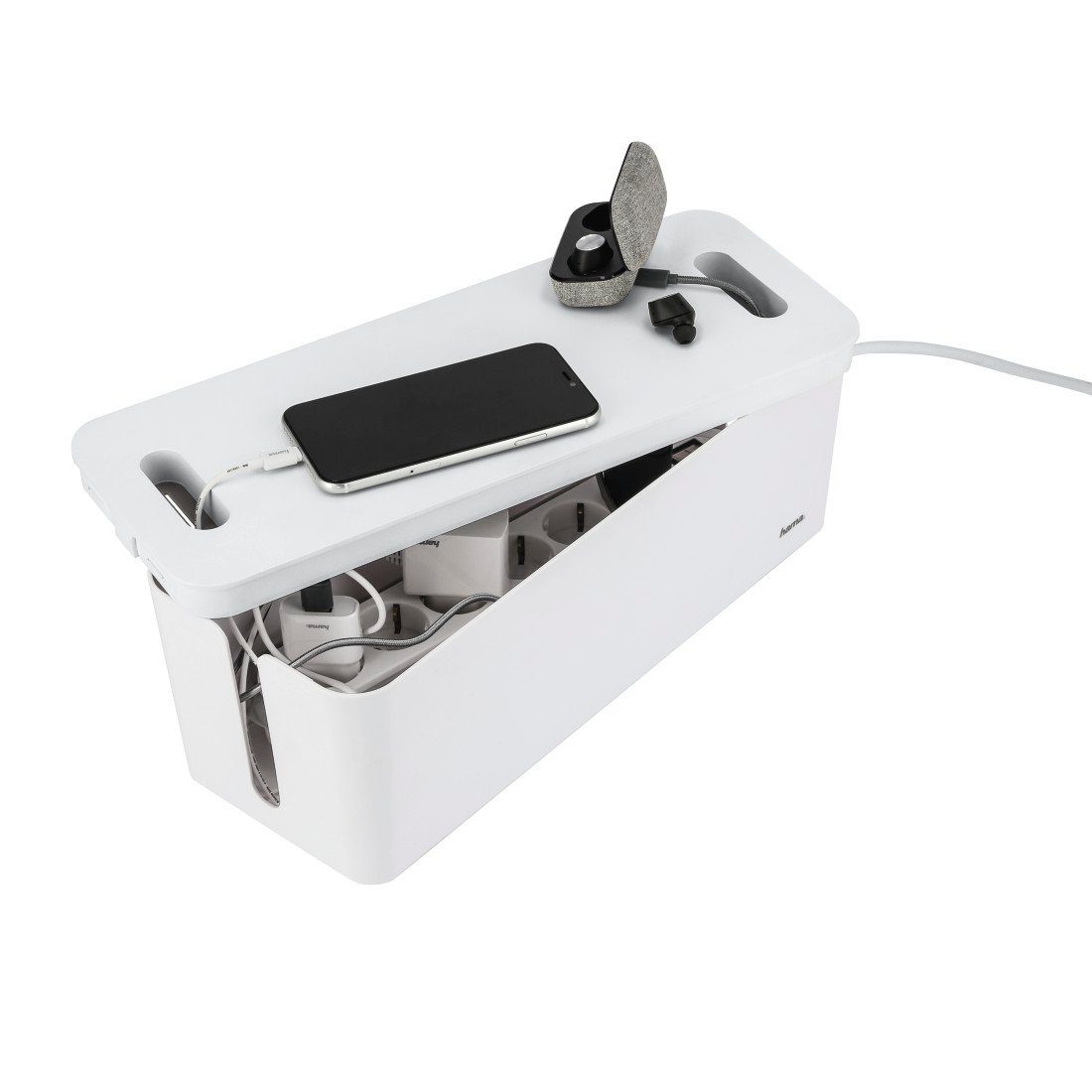 Hama Kabelbox Grote kabelbox met geïntegreerde kabelgeleiding, voor 6-voudige stekkerdoos (1-delig)