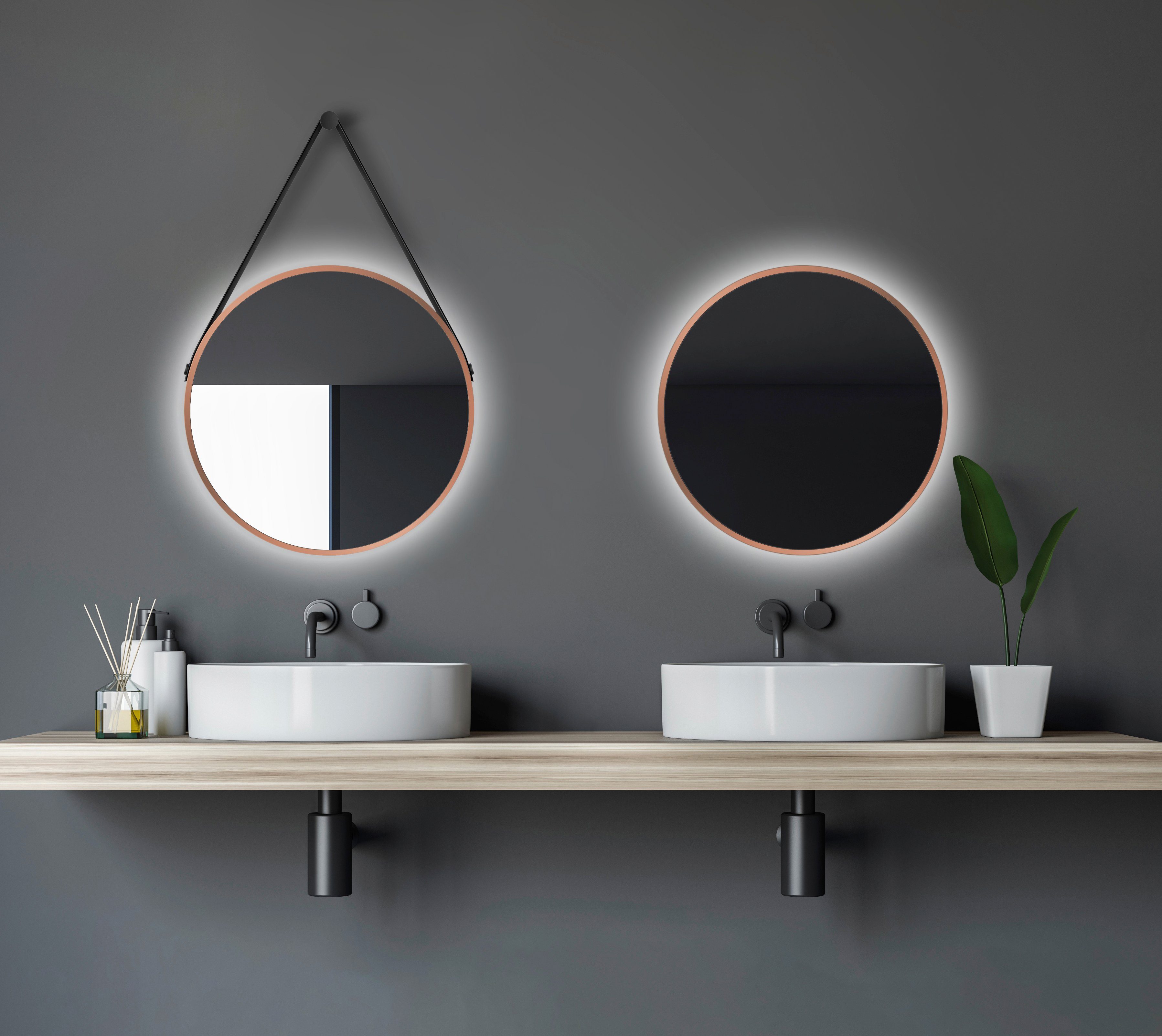 Talos Led-lichtspiegel rond, met indirecte ledverlichting, mat ø 50 cm