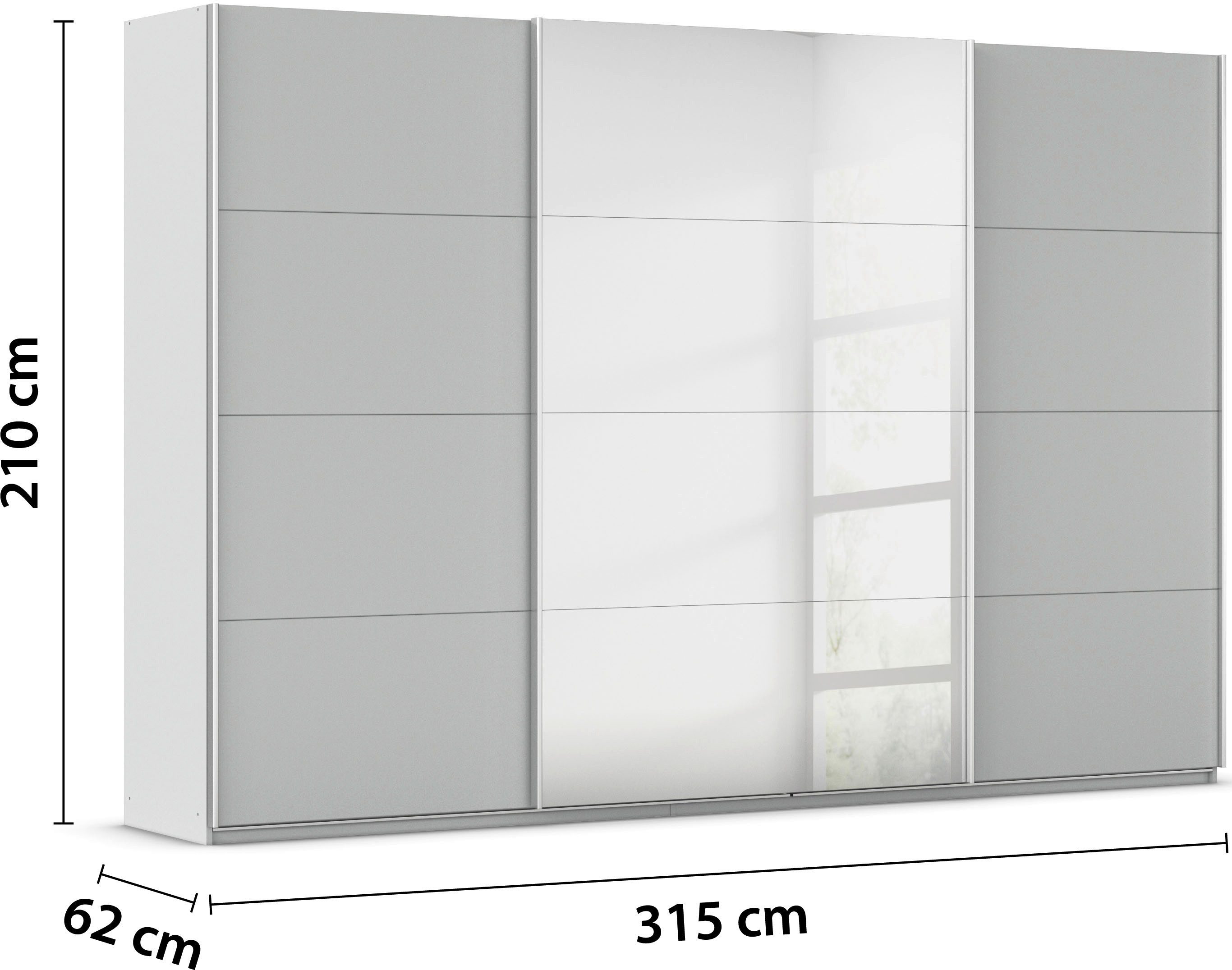 rauch Zweefdeurkast Kledingkast TOMA incl. rek inzet en extra legplanken made in germany