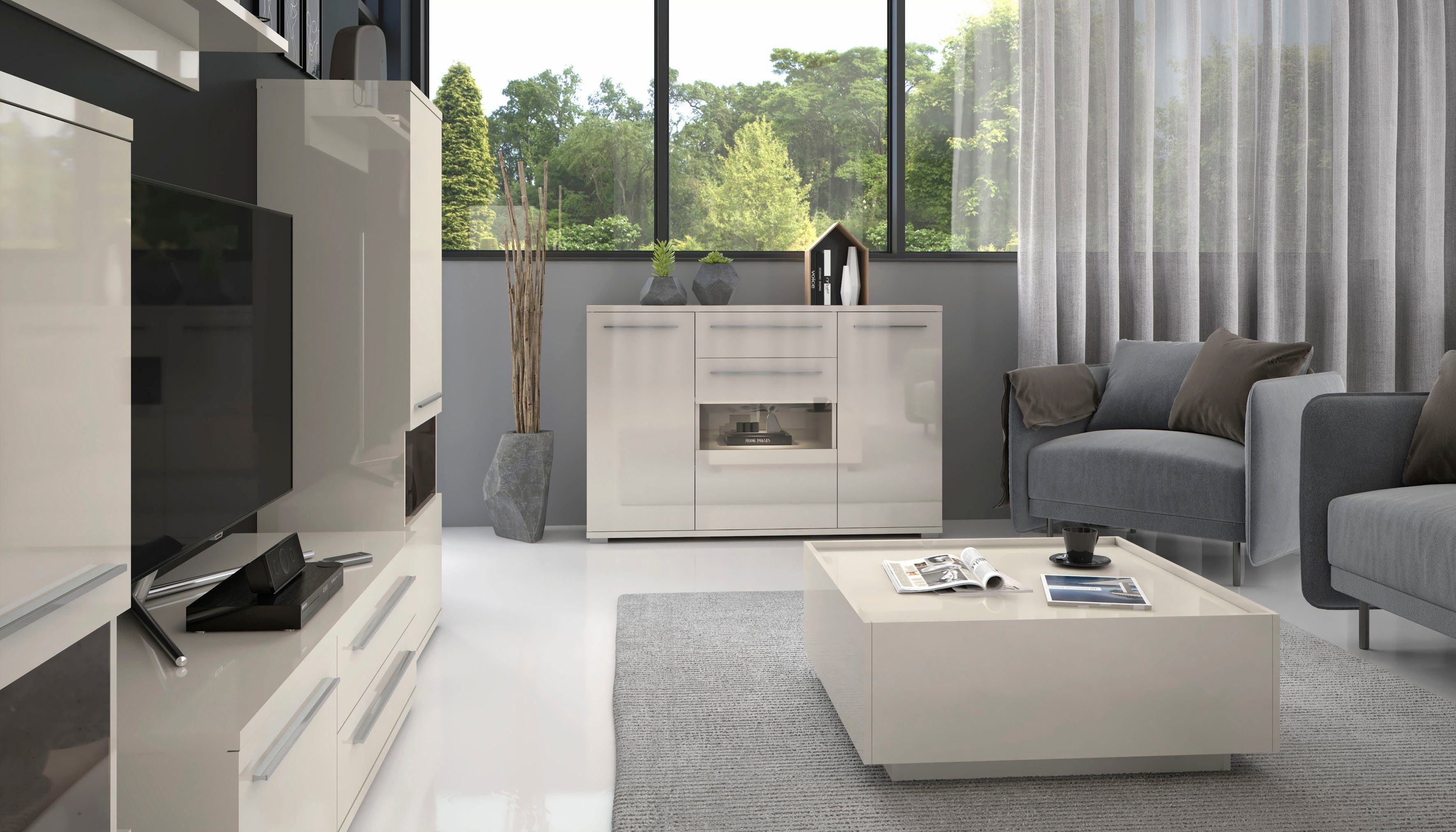 Places of Style Salontafel Piano hoogwaardig uv gelakt, met twee laden inclusief soft-closefunctie