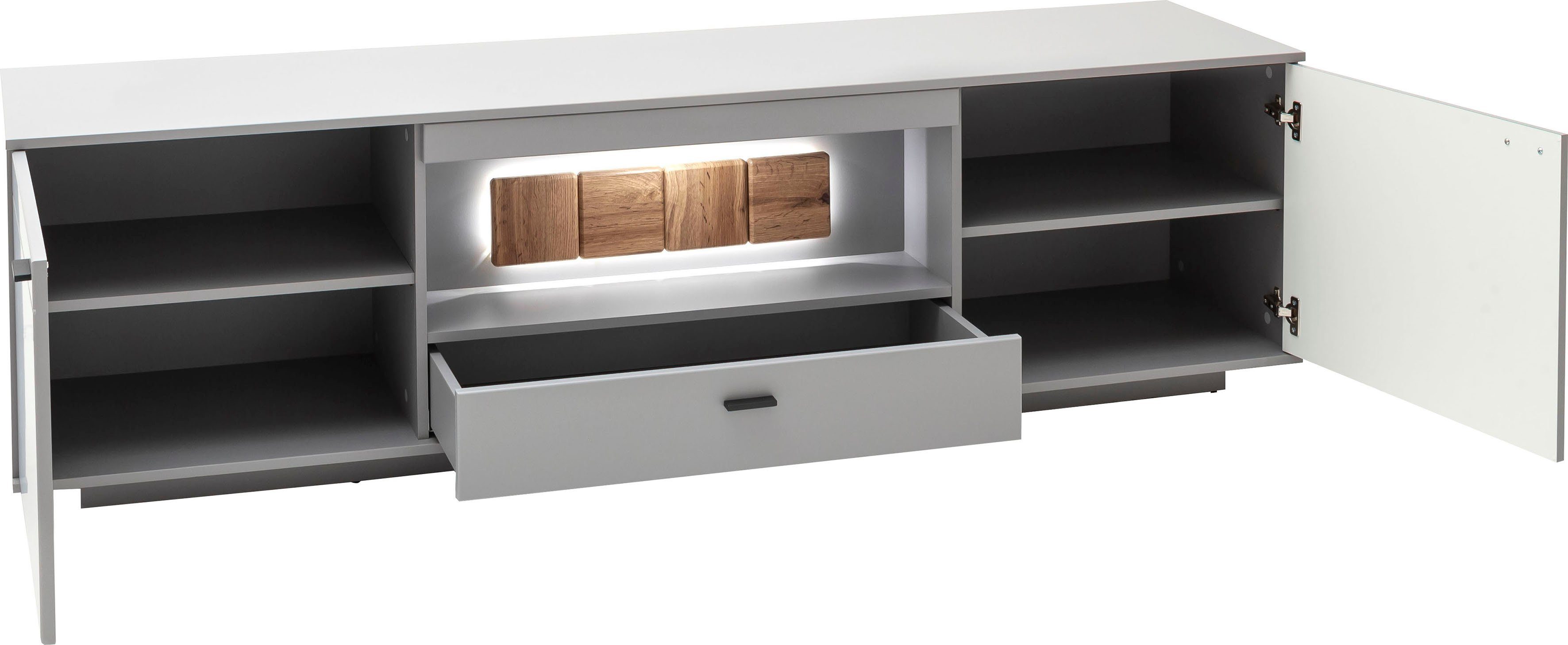 MCA furniture Wandmeubel Zadar moderne woonwandcombinatie in noordpool-grijs, naar keuze met verlichting (3-delig)