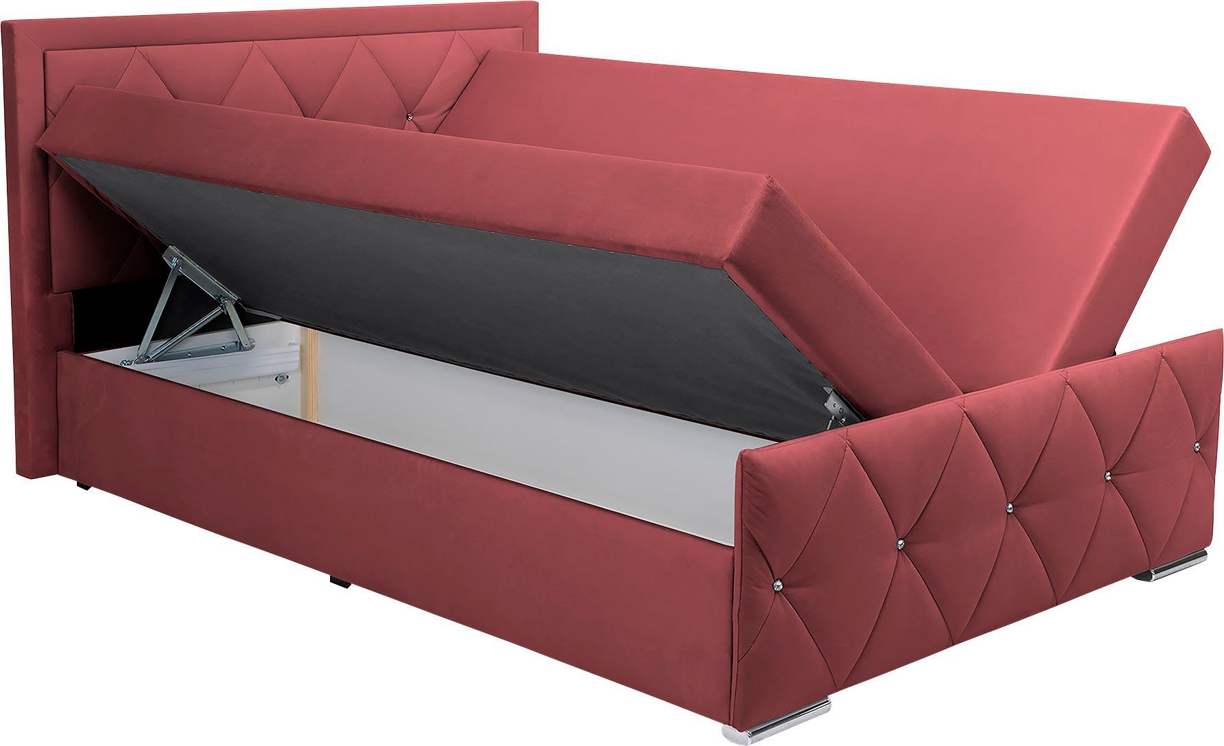 Leonique Boxspring Alfie, bestseller! Inclusief bedlade & topper Optioneel met knoopstiksels of strassstenen, H2, H3 en H4 verkrijgbaar