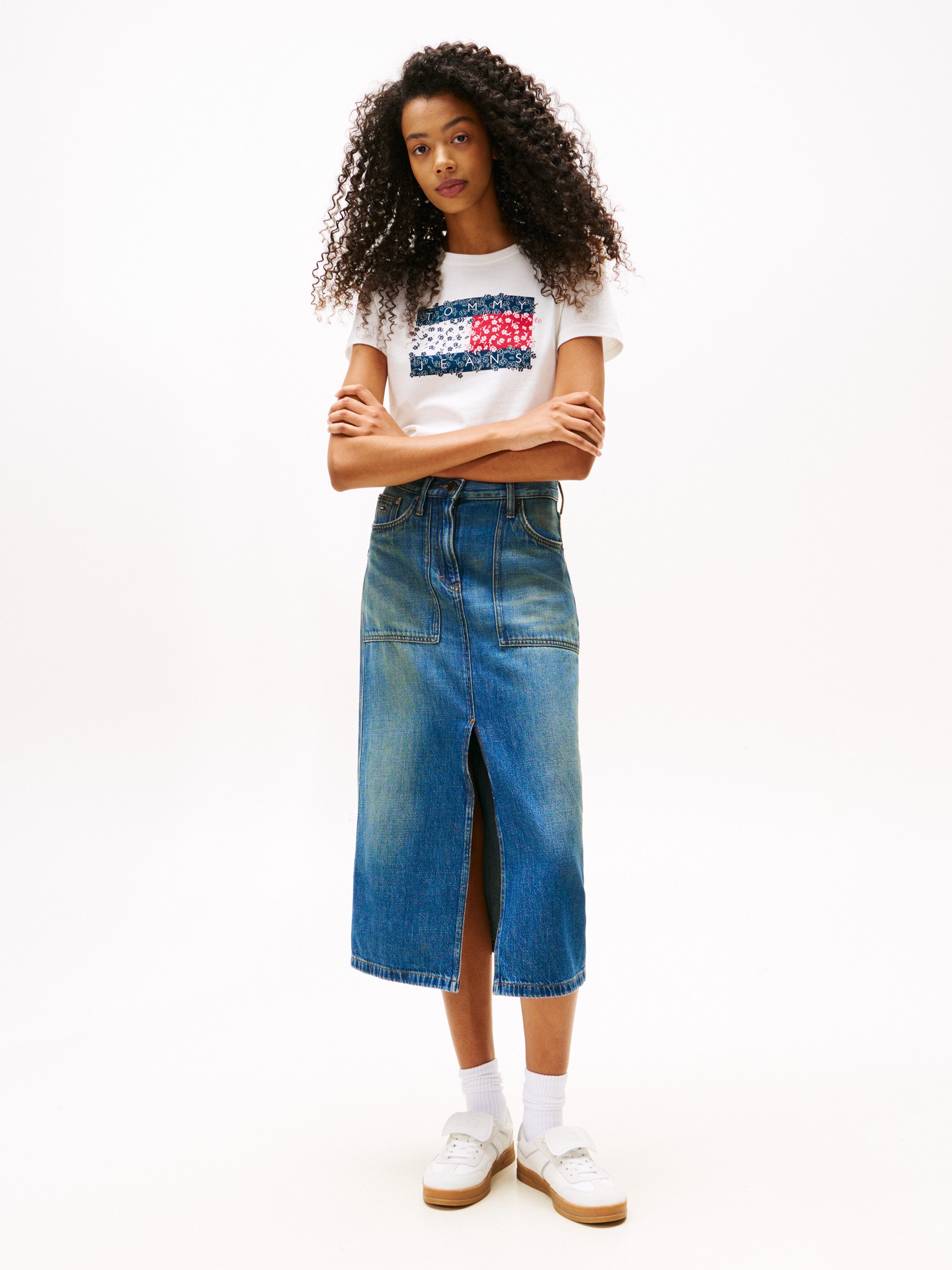 TOMMY JEANS Shirt met ronde hals TJW REG FLORAL FLAG TEE