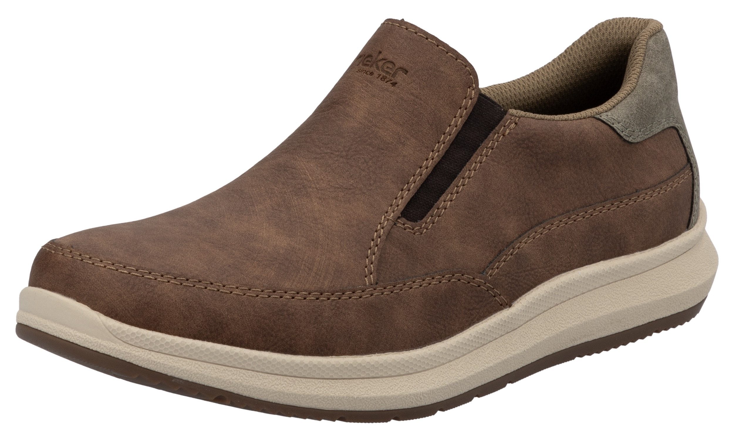 Rieker Instappers , slip-on sneaker, lage schoen, loafer, vrijetijdsschoen met elastische band