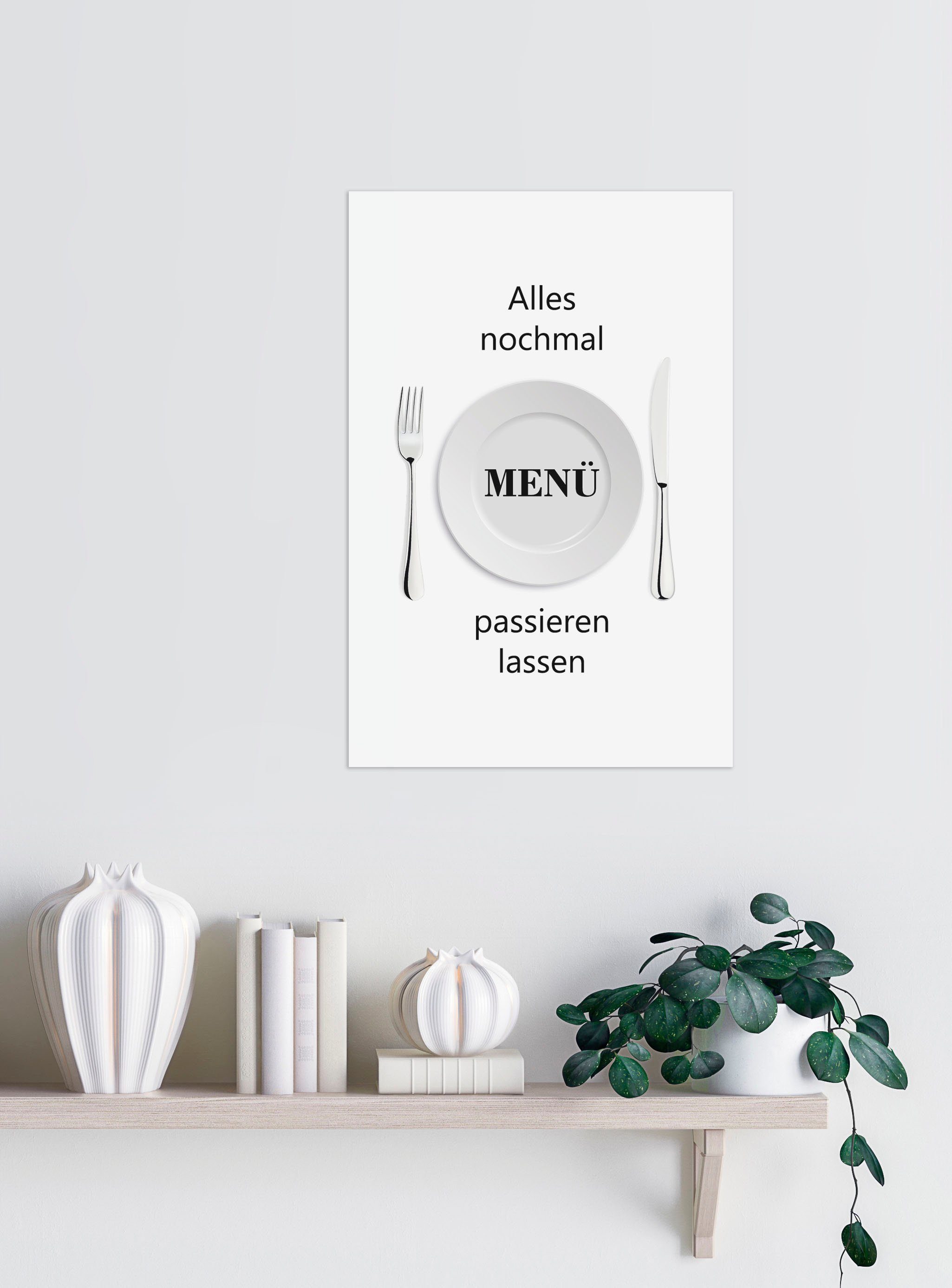 queence Sierobject voor aan de wand Menu Stalen bord, blikken bord, spreuk, grappig, wanddecoratie, retro, 20x30cm