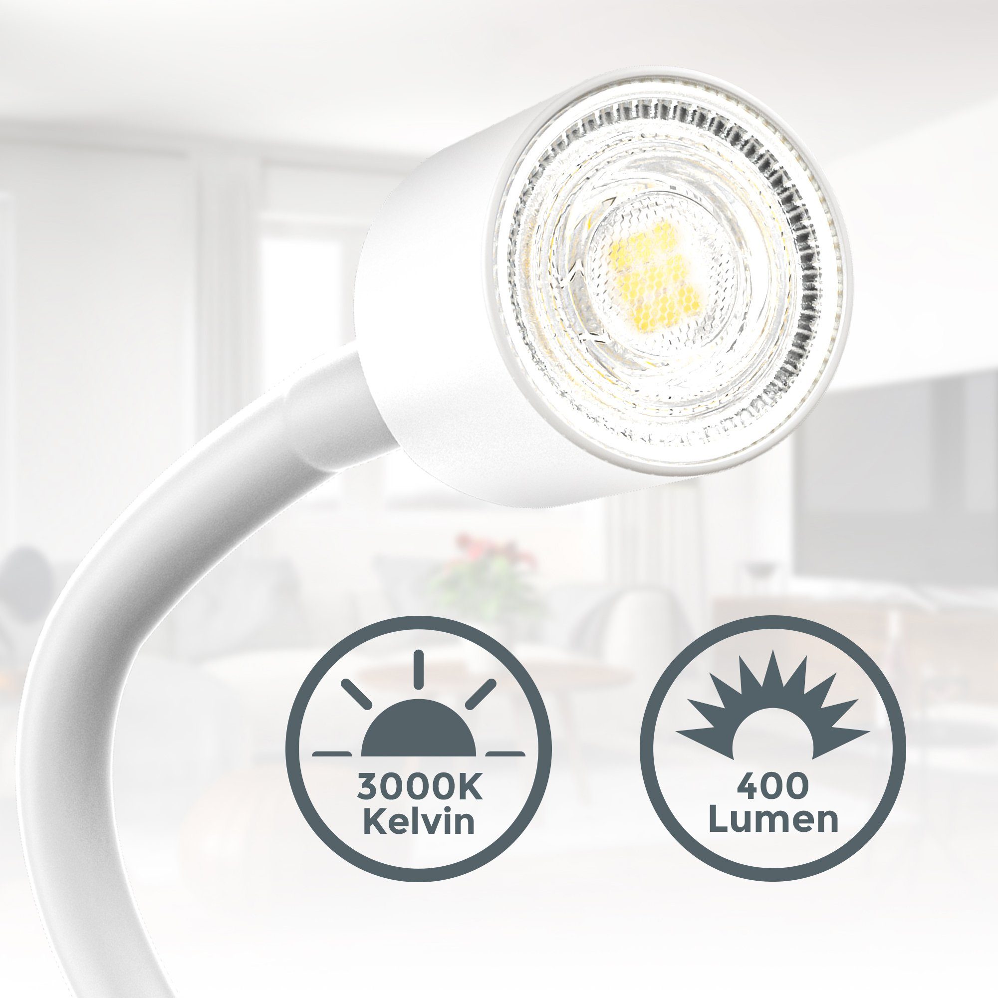B.K.Licht Tafellamp Klemlicht, warmwit, flexibele zwaanhal, wipschakelaar, metaal (1 stuk)