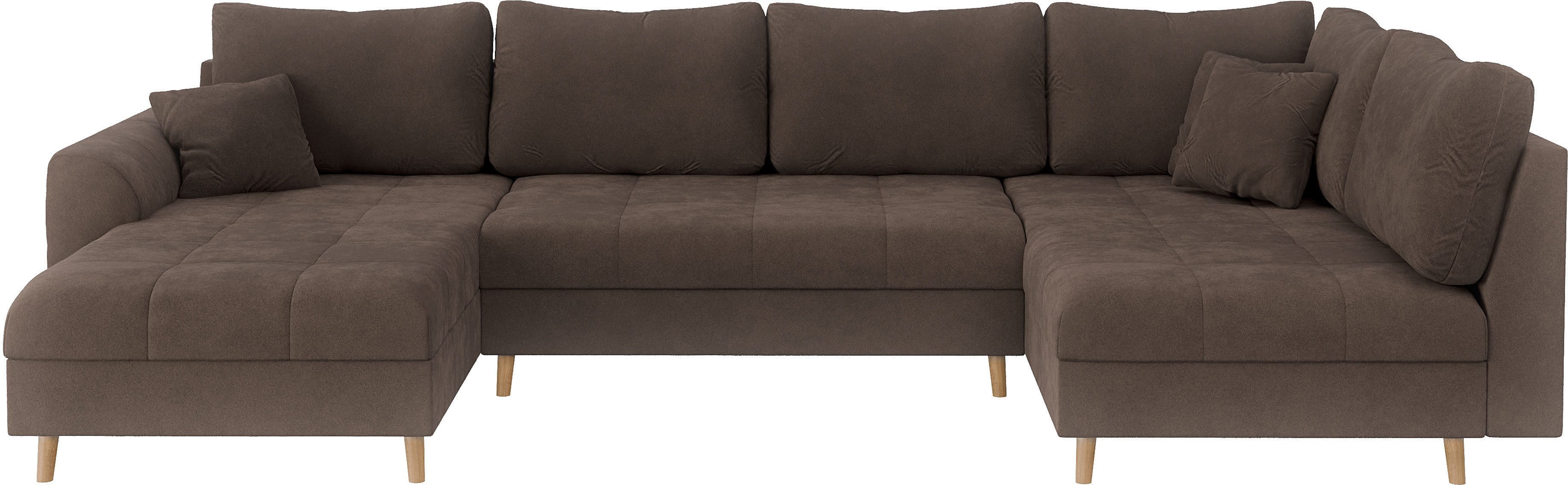 Home affaire Zithoek CHARRE U-vorm met ottomane, afmetingen B/D/H: 310/161/81 cm fijne stiksels, losse rug- en sierkussens, ook in cord en bouclé