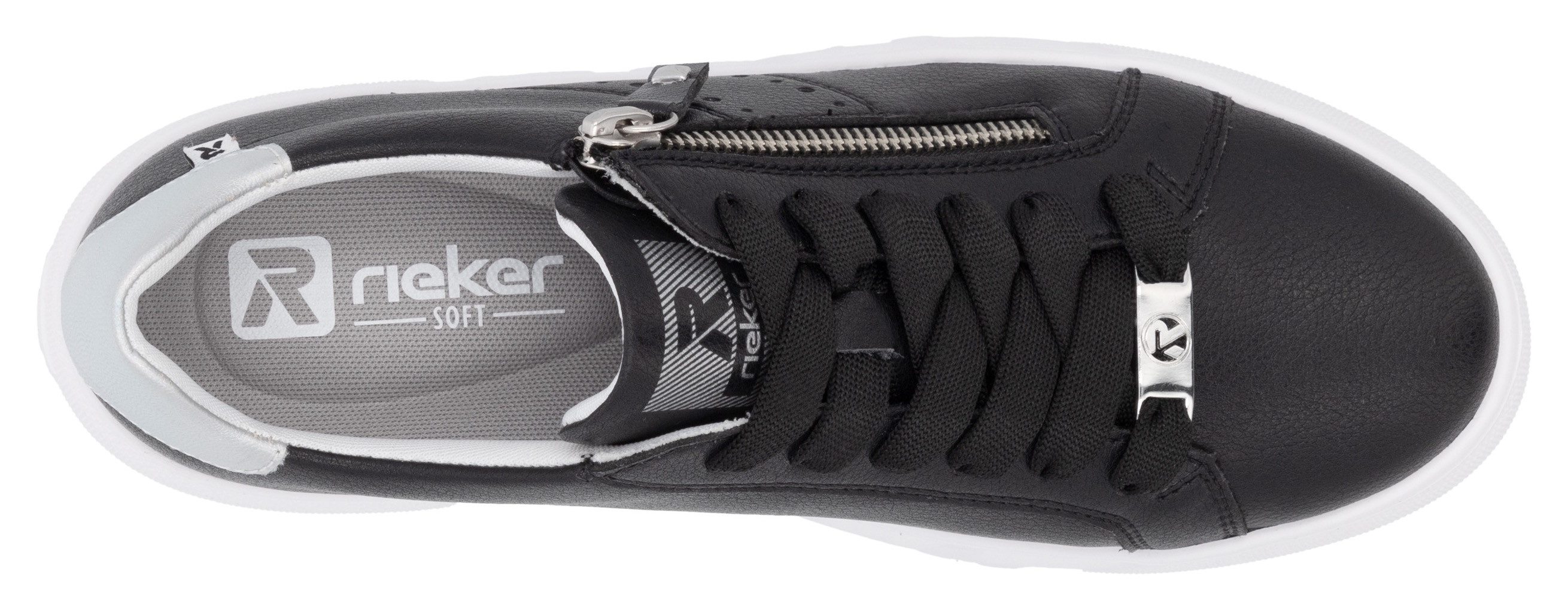 RIEKER Sport Plateausneakers , vrijetijdsschoen, lage schoen, veterschoen met zijlijke perforatie