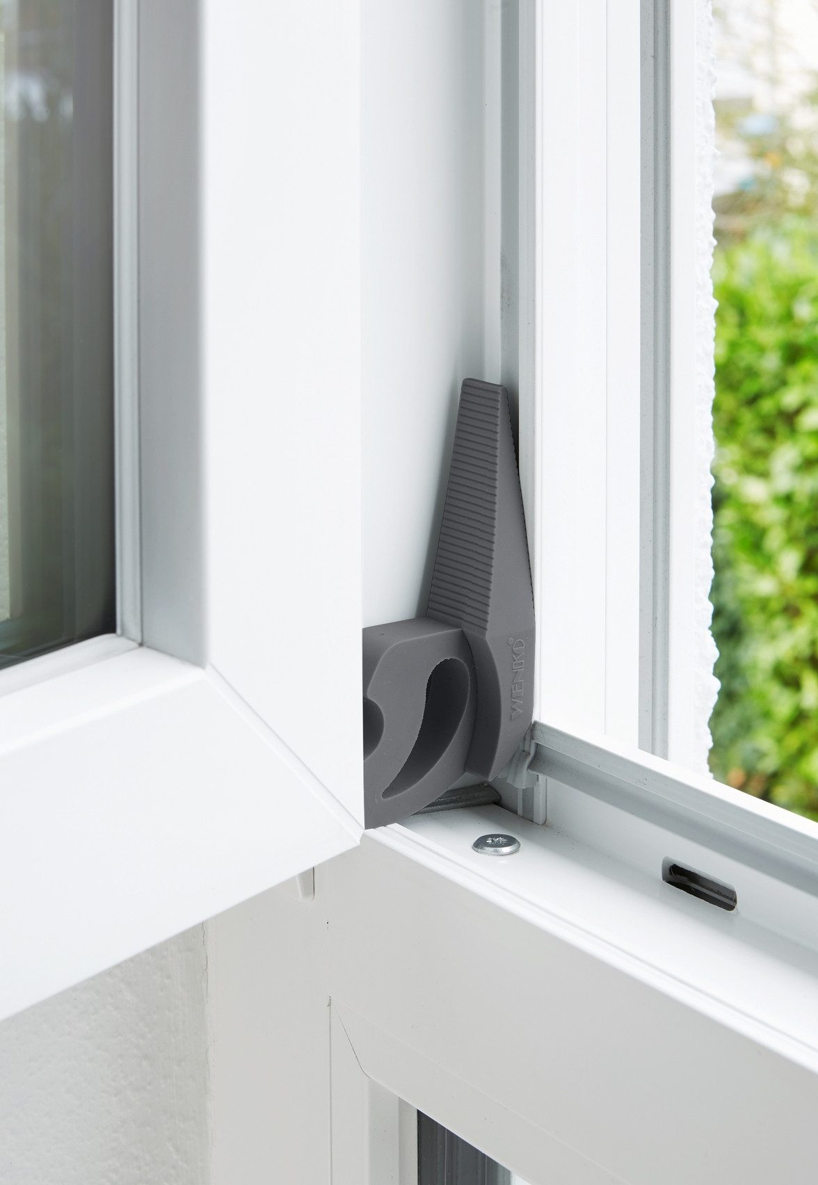 WENKO Raamstopper Model Multi-STOP® antraciet Klembeveiliging, deurstopper van kunststof (set, 4 stuks)