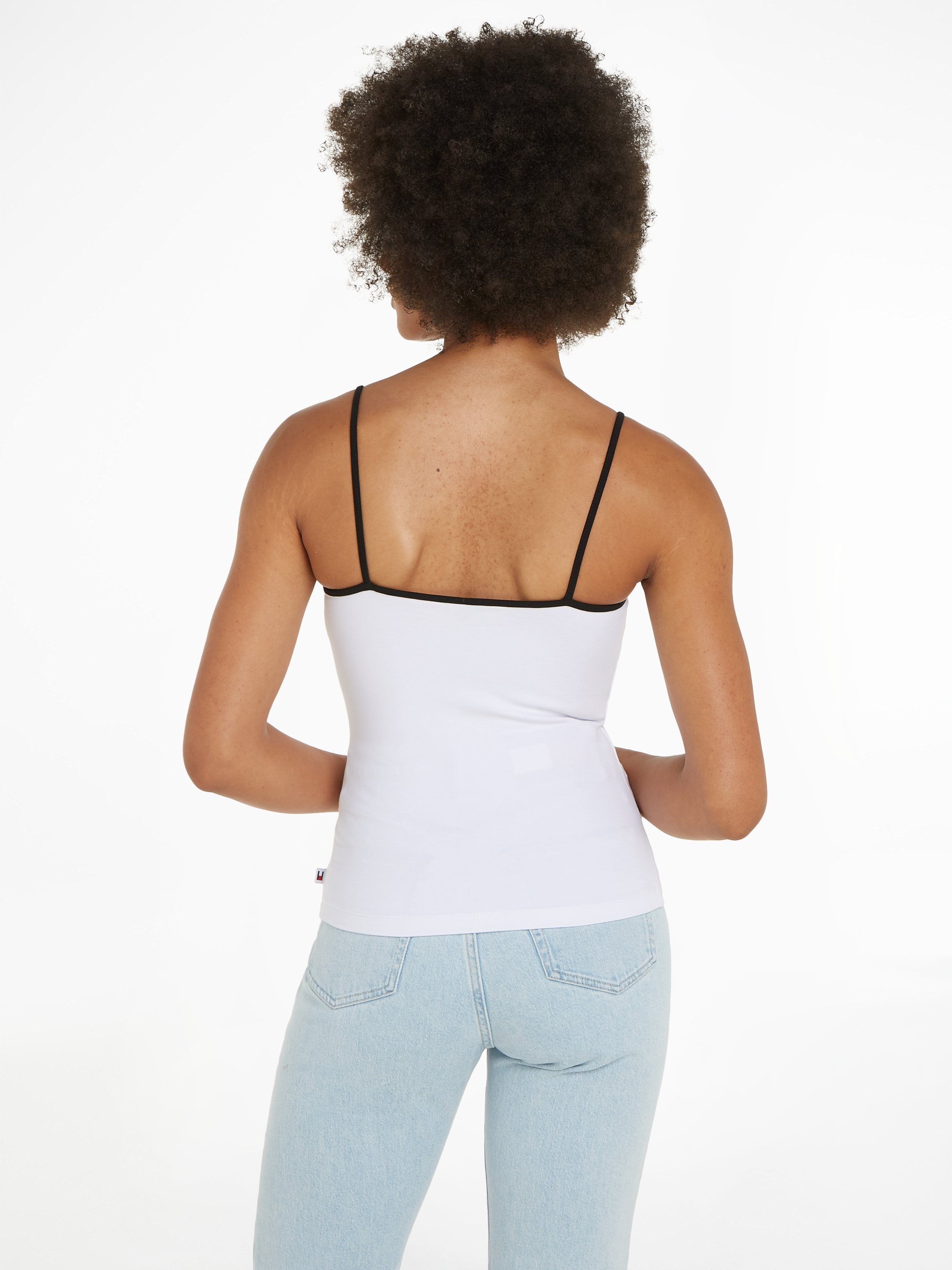TOMMY JEANS Top met spaghettibandjes TJW SLIM SCRIPT BINDING TOP met -logo-opschrift