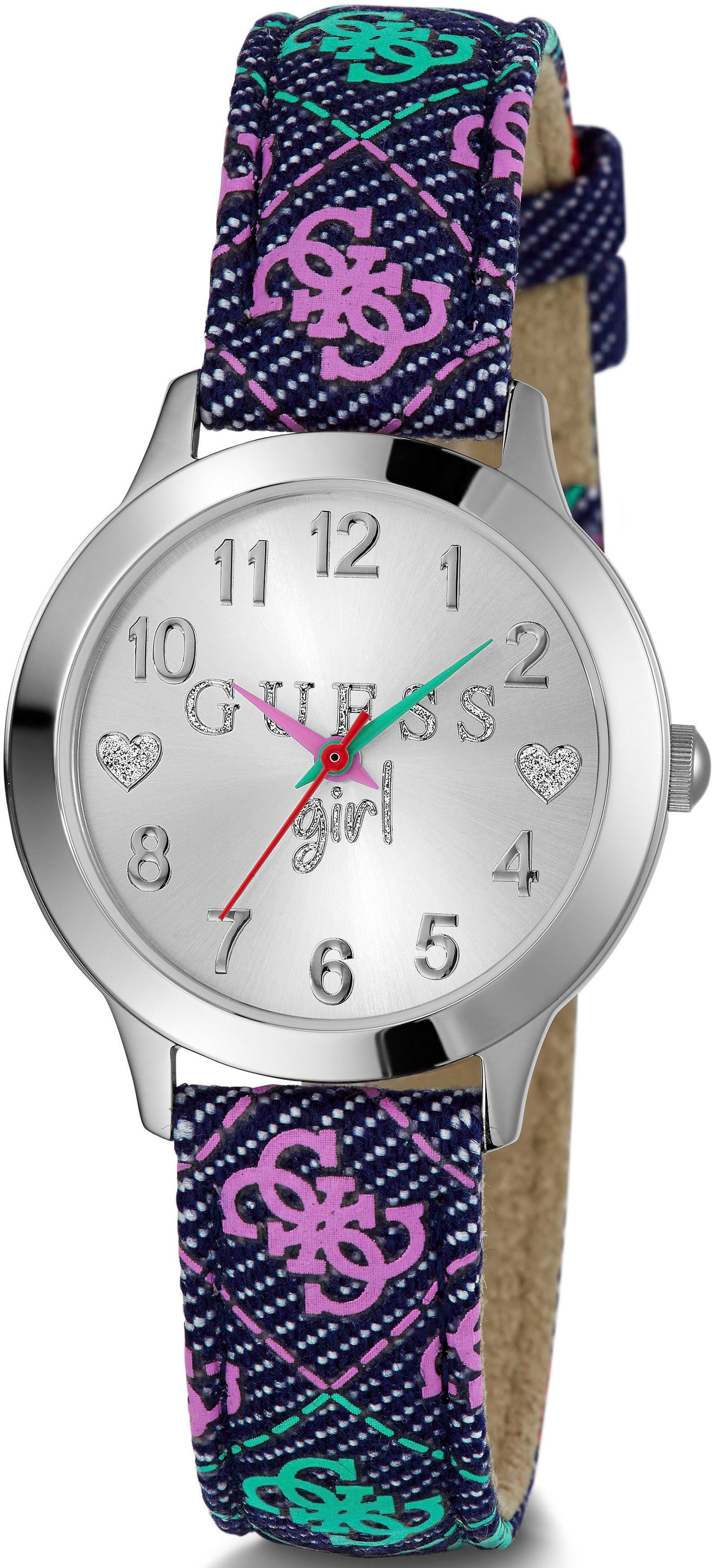 Guess Kwartshorloge Mandy Polshorloge, kinderhorloge, meisjeshorloge, textiel band, cadeau