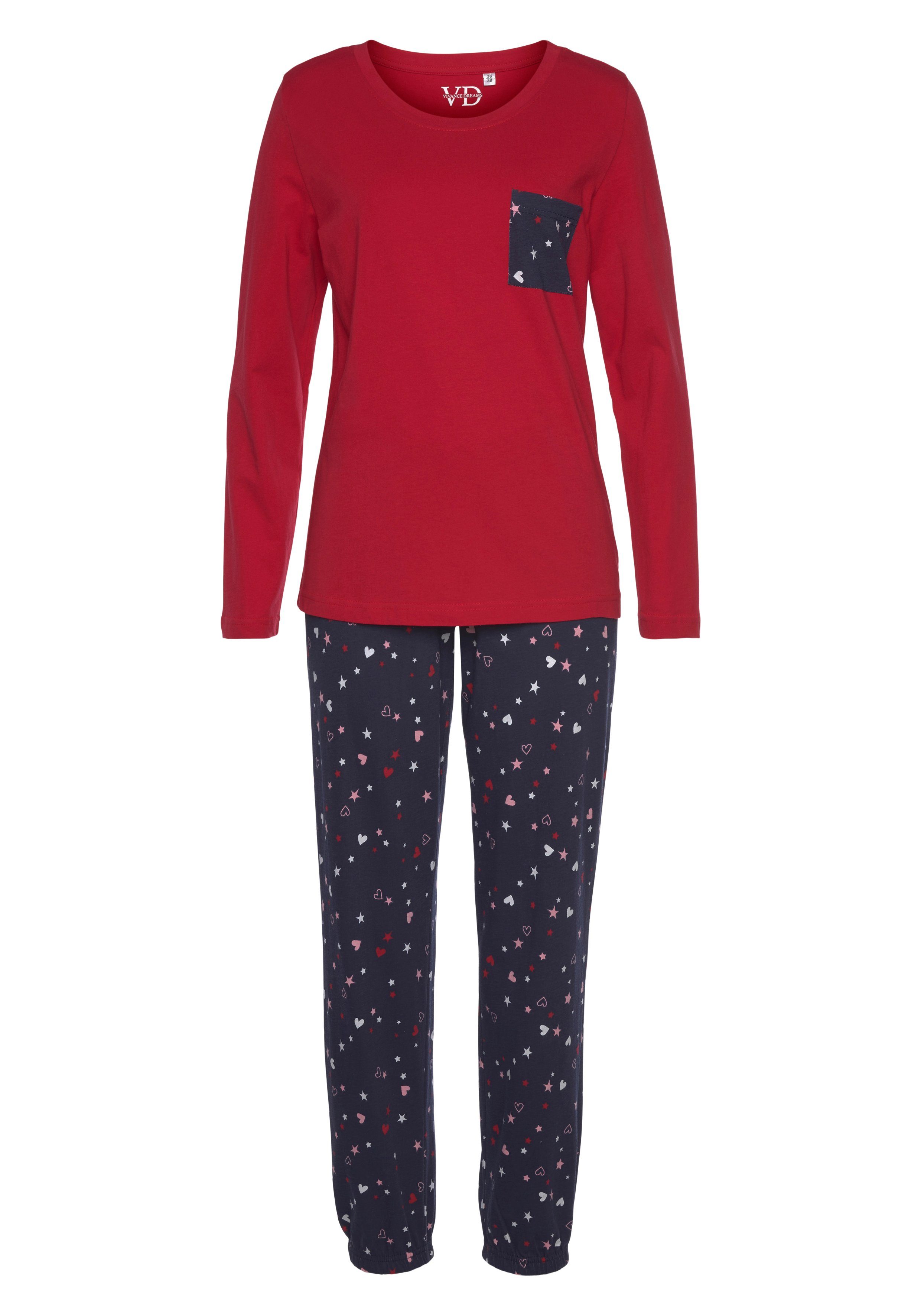 Vivance Dreams Pyjama met schattige hart-sterrenprint (2-delig, 1 stuk)