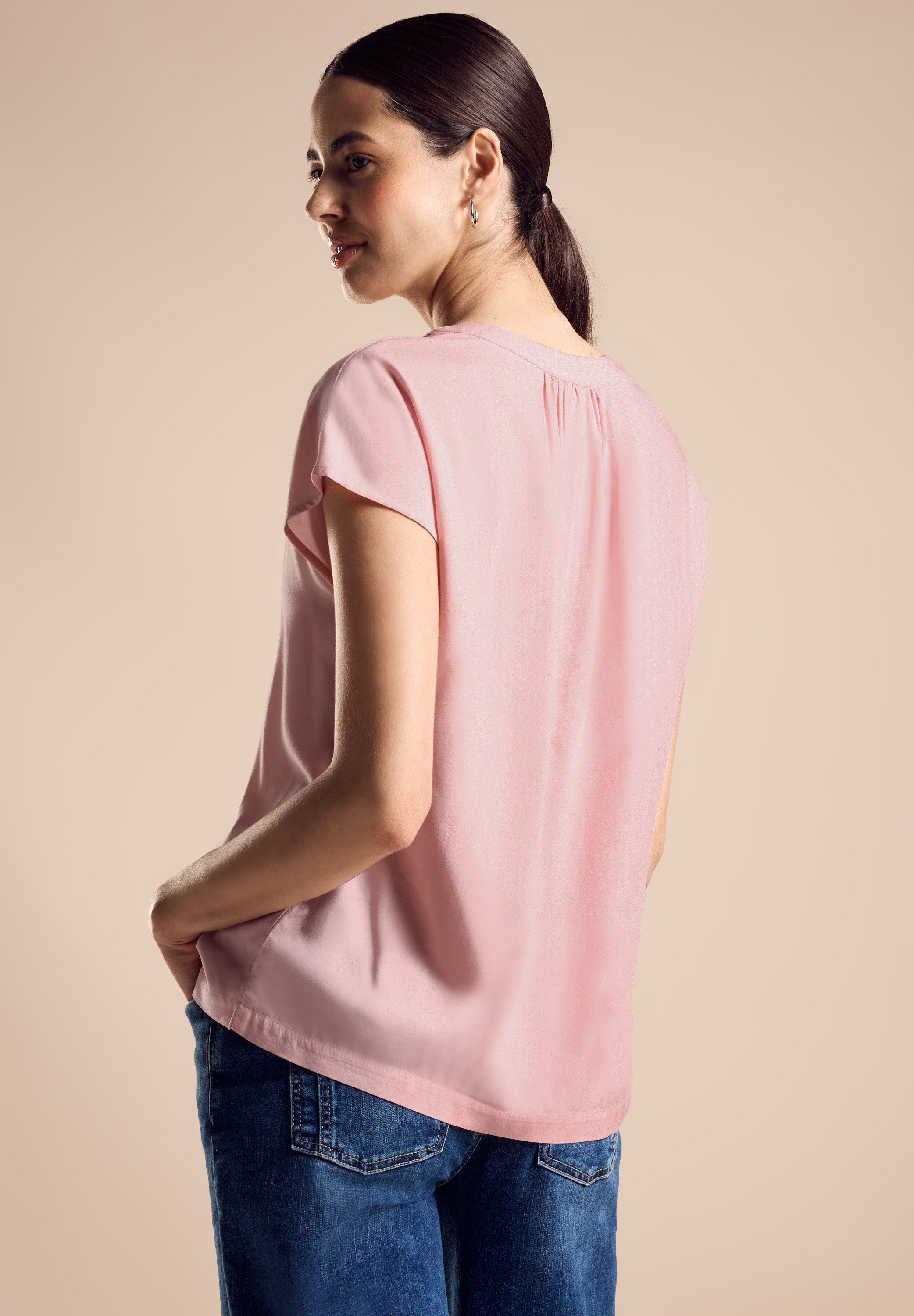 STREET ONE Blouse met korte mouwen Blouseshirt van pure viscose