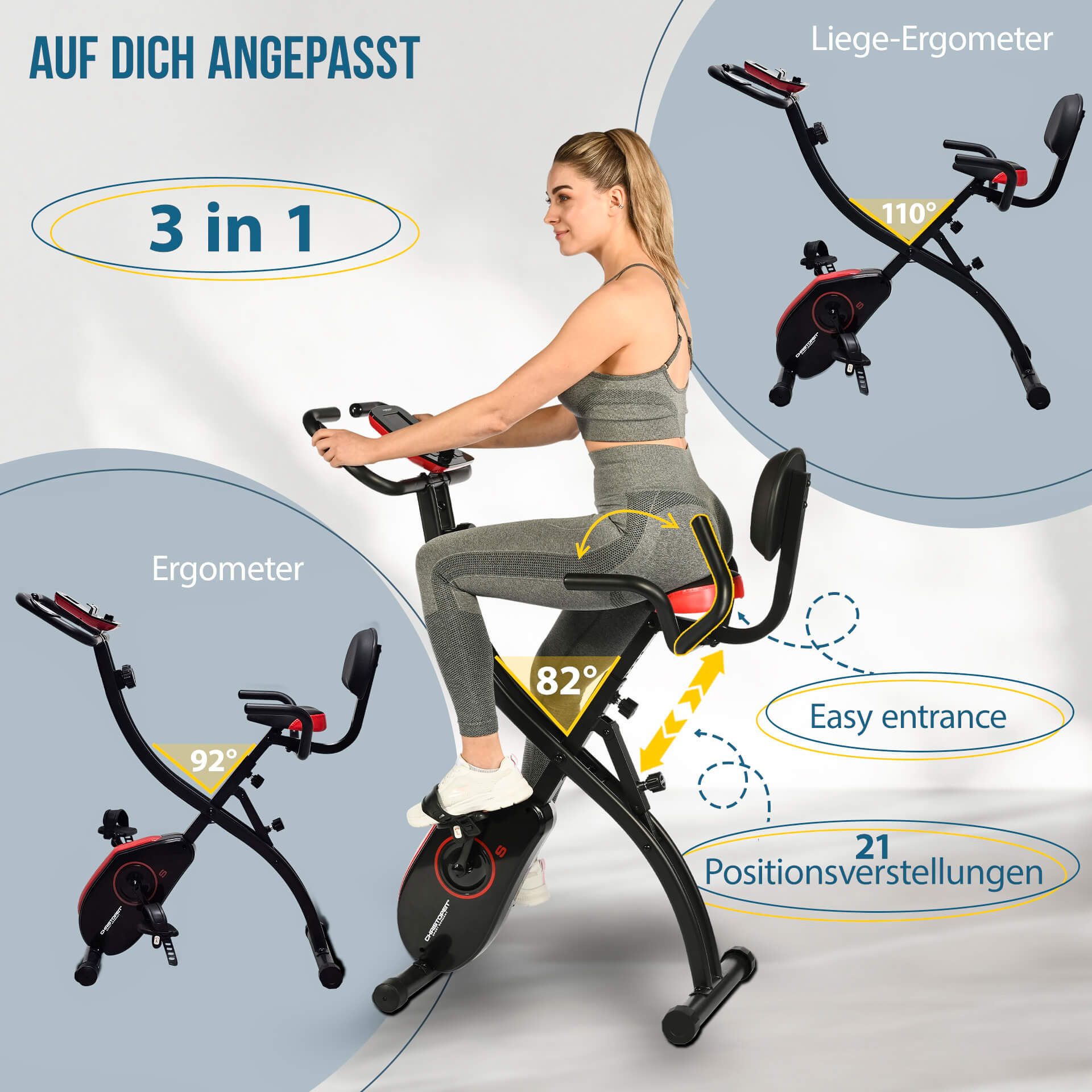 Christopeit Sport® Hometrainer S-Bike Swinggewicht ca. 5 kg, 8 weerstandsniveaus