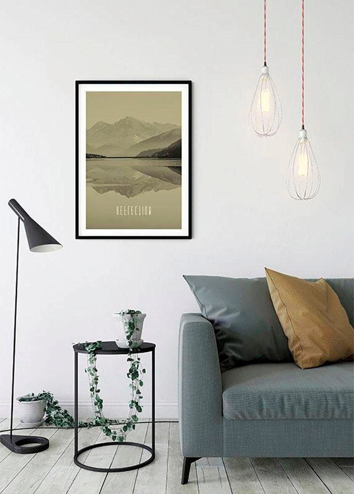 Komar Wanddecoratie Word Lake Reflection zandkleur (1 stuk)