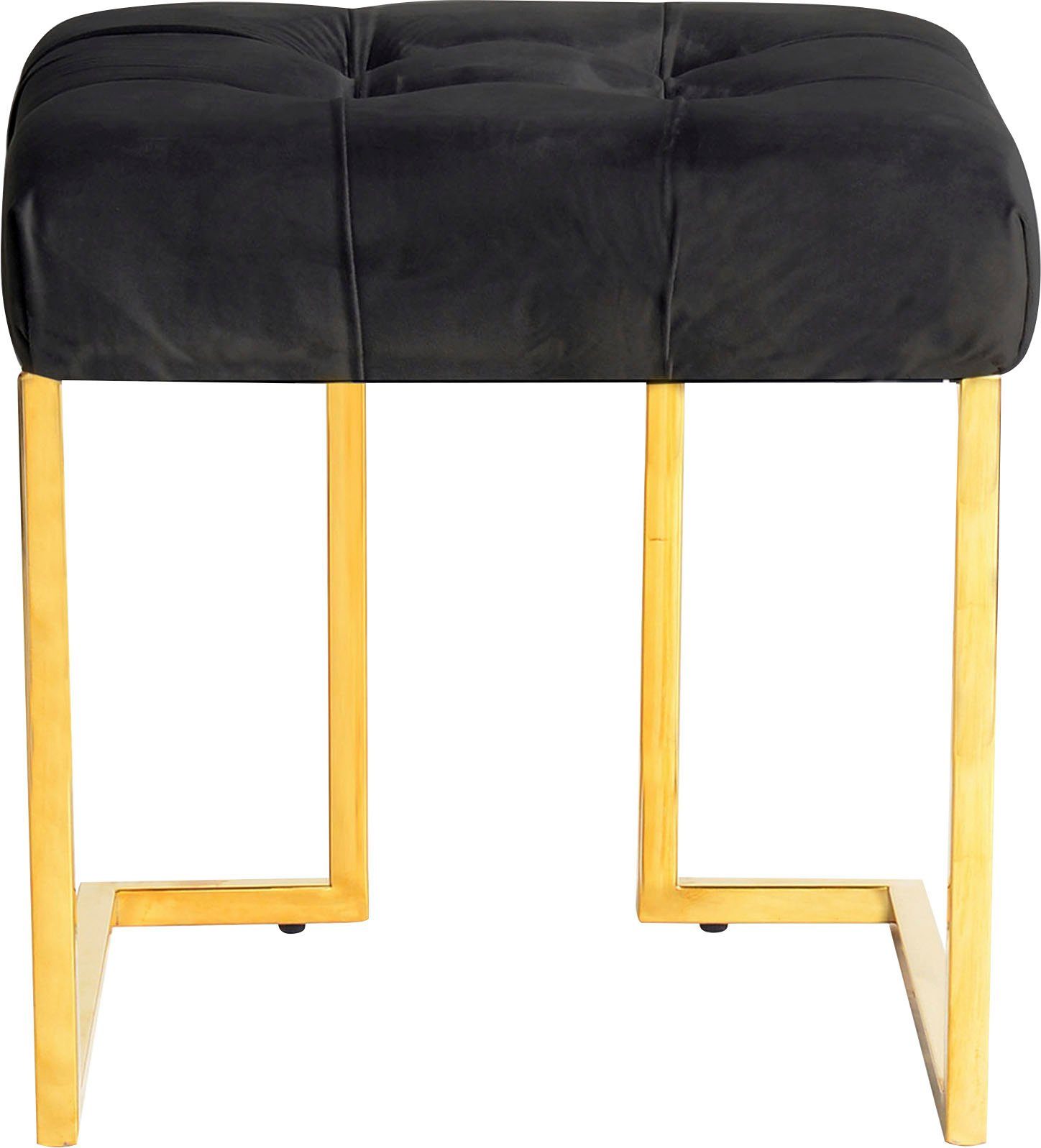 Kayoom Zithocker Kruk Rare, elegante uitstraling door goudkleurige frame hoekig, fluweelzacht, doorgestikt, met sierknopen, edelstalen frame (1 stuk)
