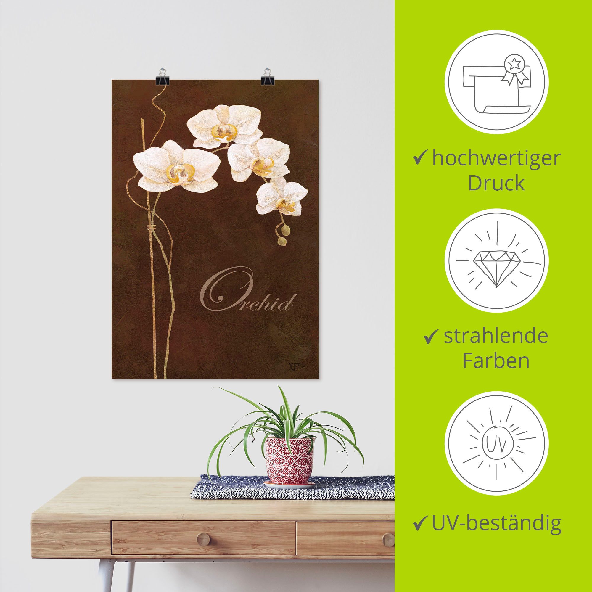 Artland Artprint Fijne orchidee als artprint op linnen, poster in verschillende formaten maten