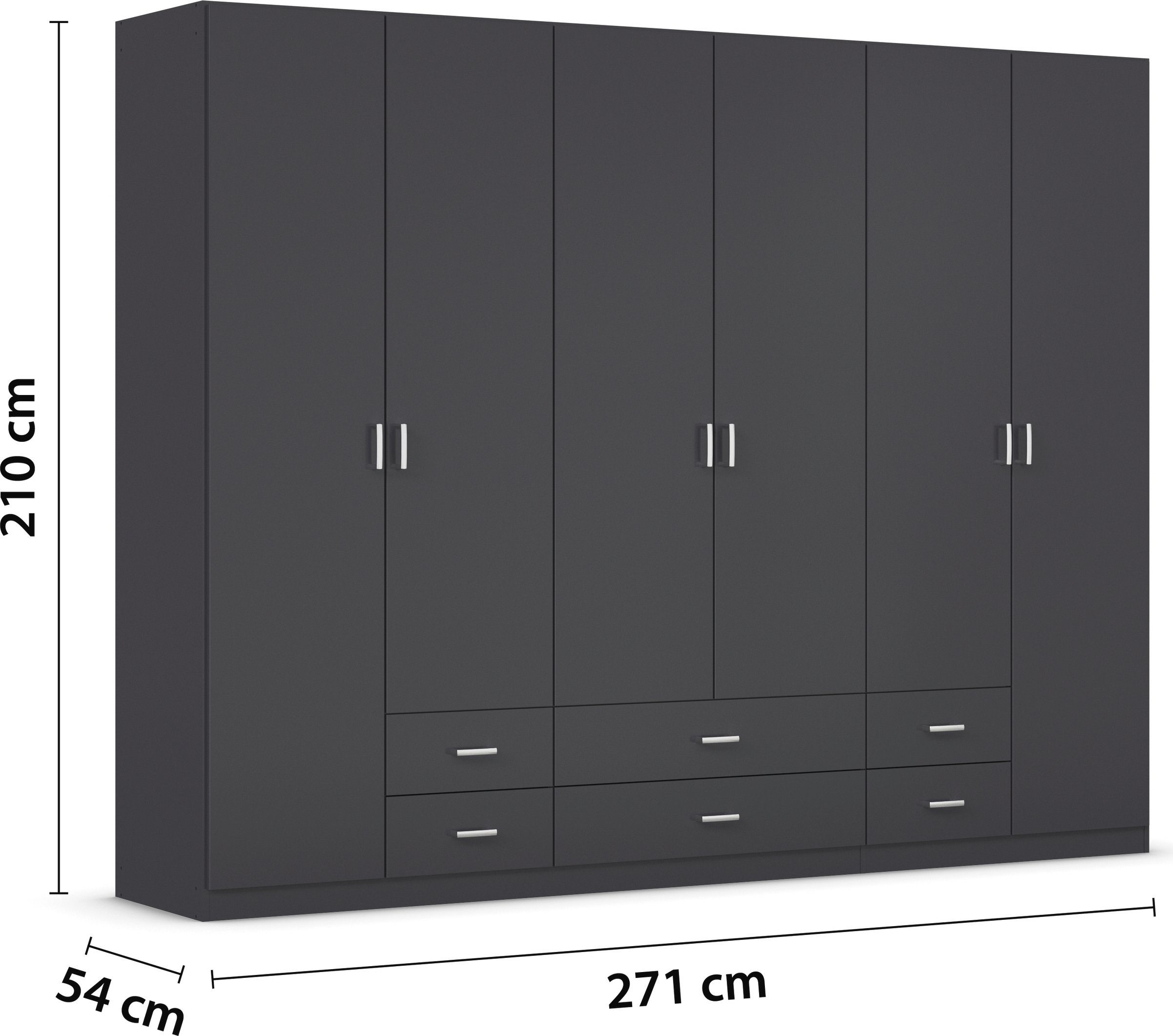 rauch Draaideurkast Kledingkast kast garderobe linnenkast GAMMA in 3 breedtes met 6 lades, in eenvoudig design topseller made in germany