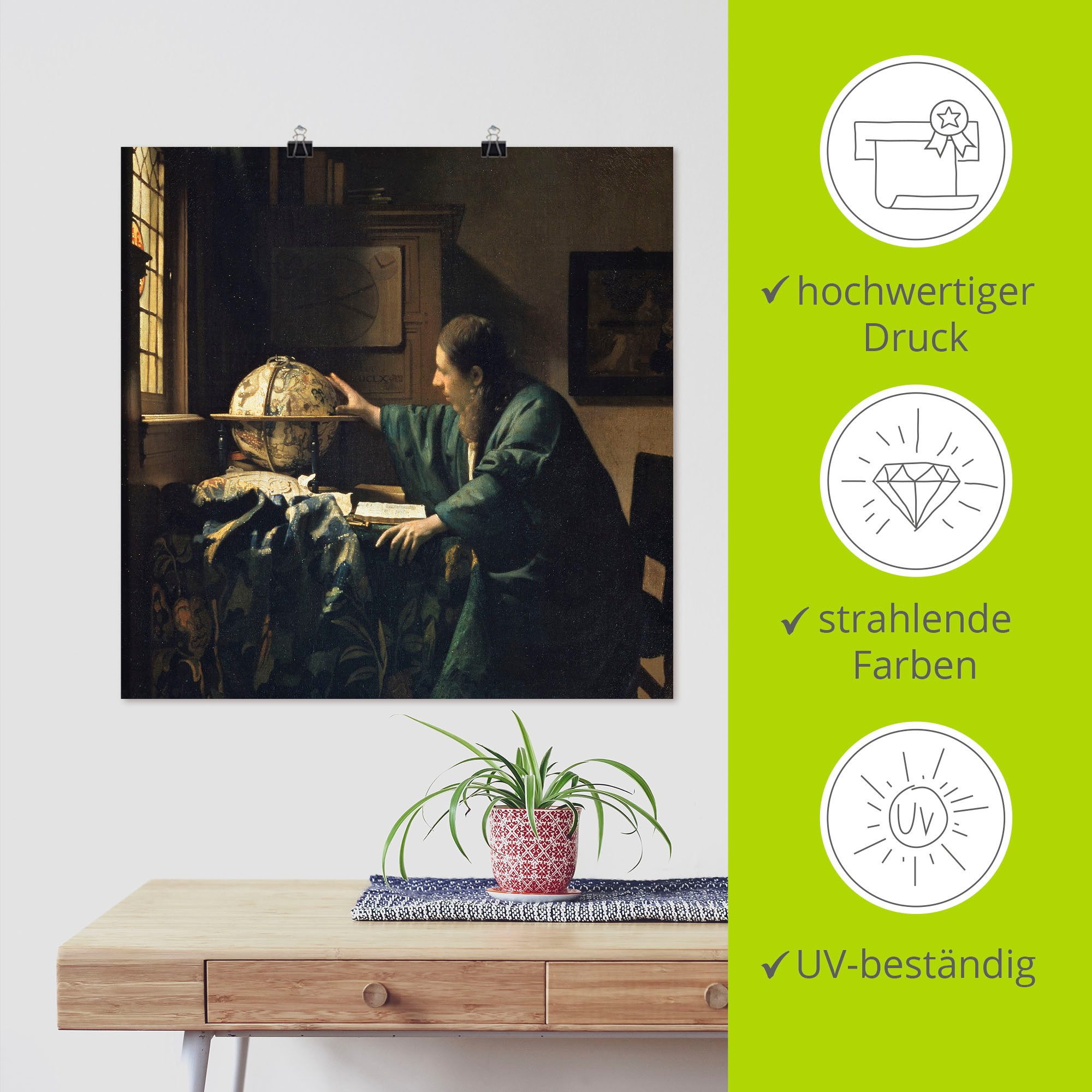 Artland Artprint De astronoom. 1668 als artprint op linnen, muursticker of poster in verschillende maten