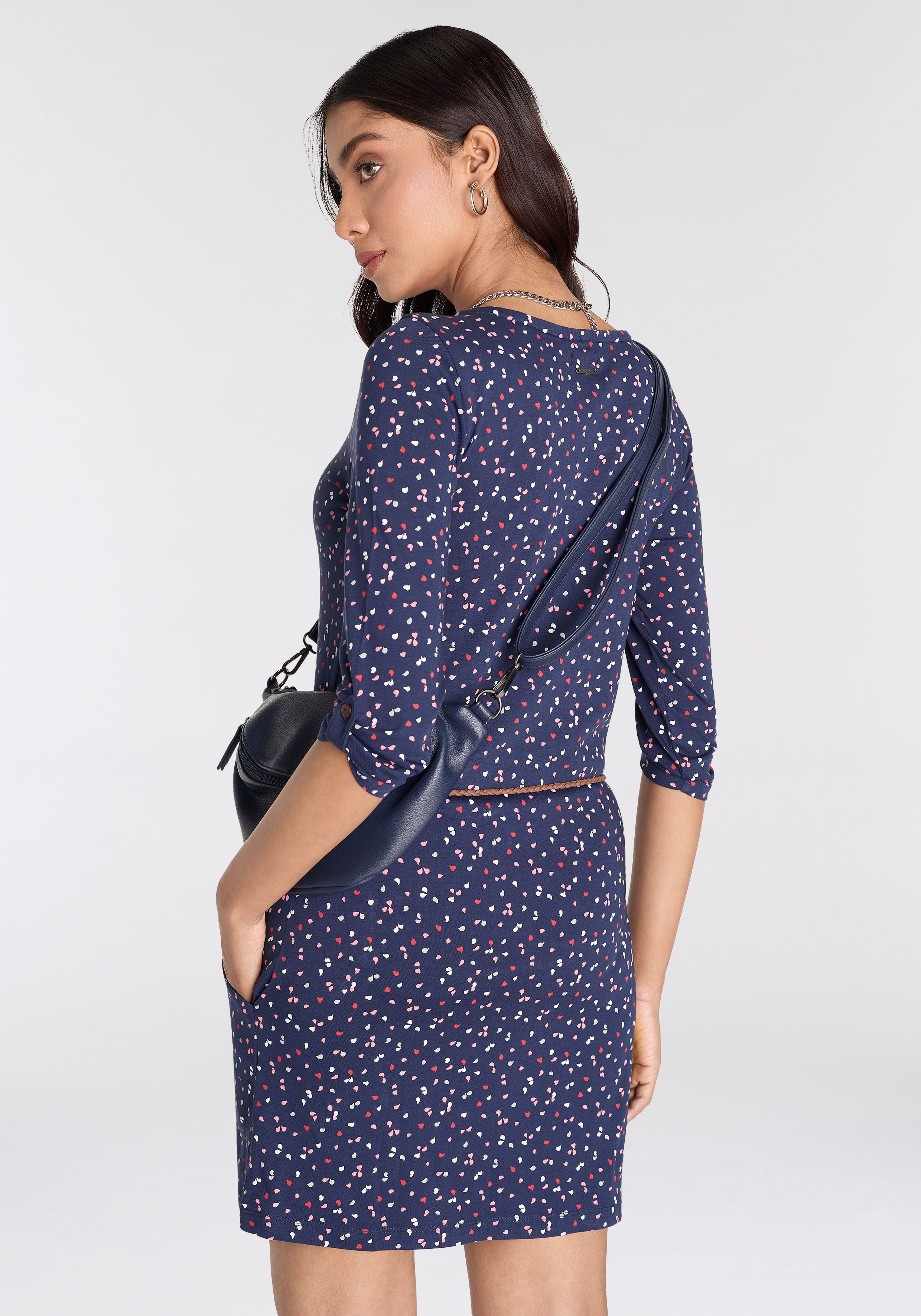 KangaROOS Jerseyjurk Mini-lengte 3 4-mouwen van zachte katoen (set Met een afneembare riem)