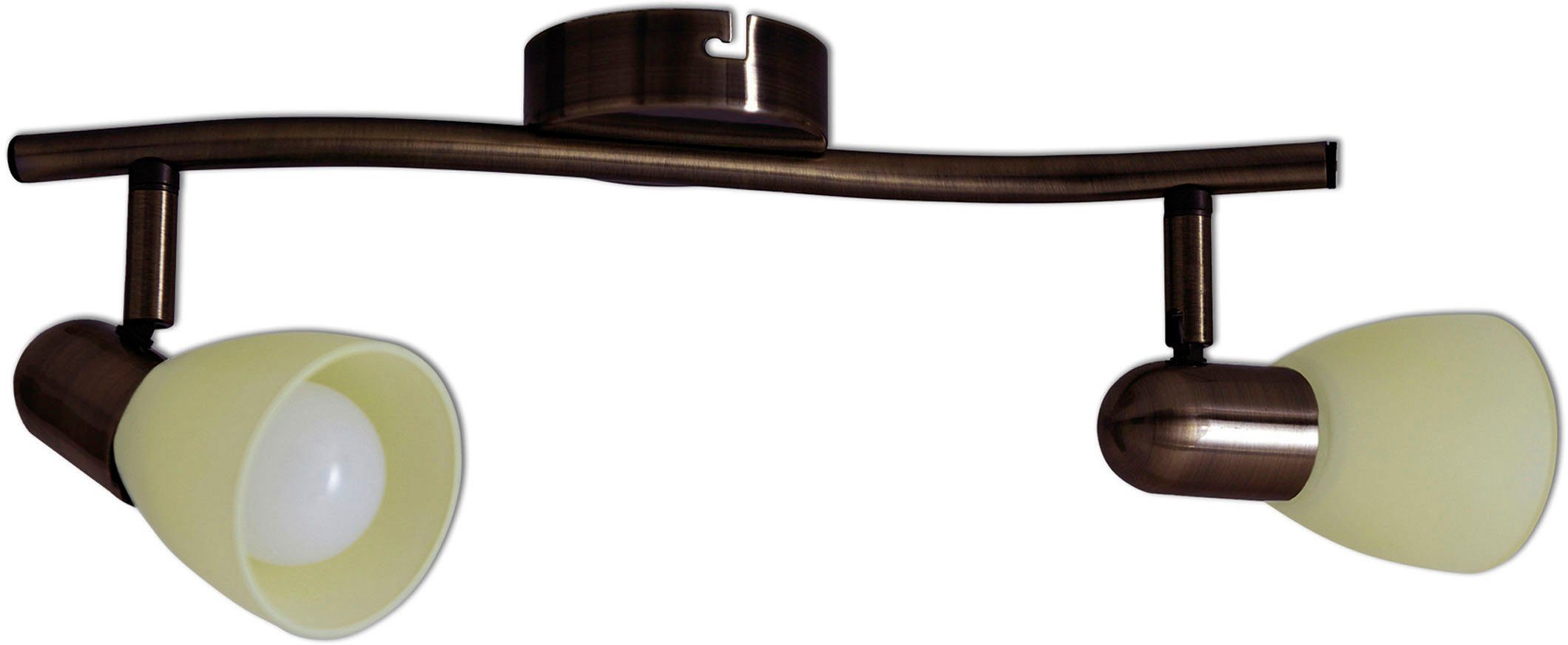 näve Ledplafondspot voor buiten Mestre 2-arm led wand- en plafondspot, e14, bruin, glazen kap wit (1 stuk)