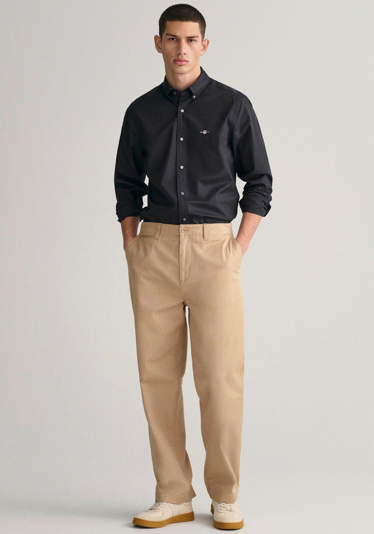 Gant Overhemd met lange mouwen Slim fit poplin overhemd licht slijtvast easy care