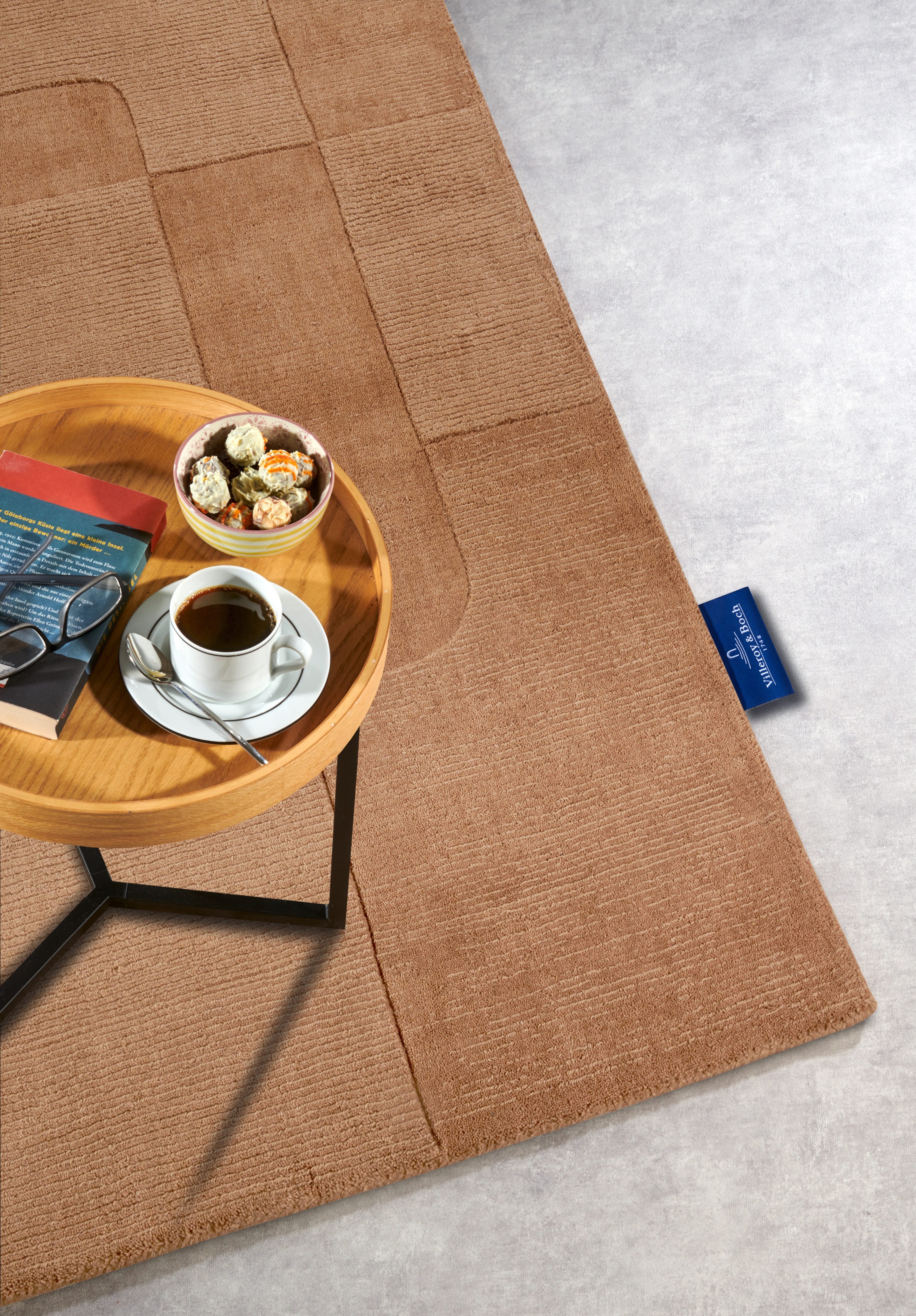 Villeroy & Boch Wollen kleed Charlotte Loper, handgeweven, wol, natuur, loper, woonkamer, geometrie