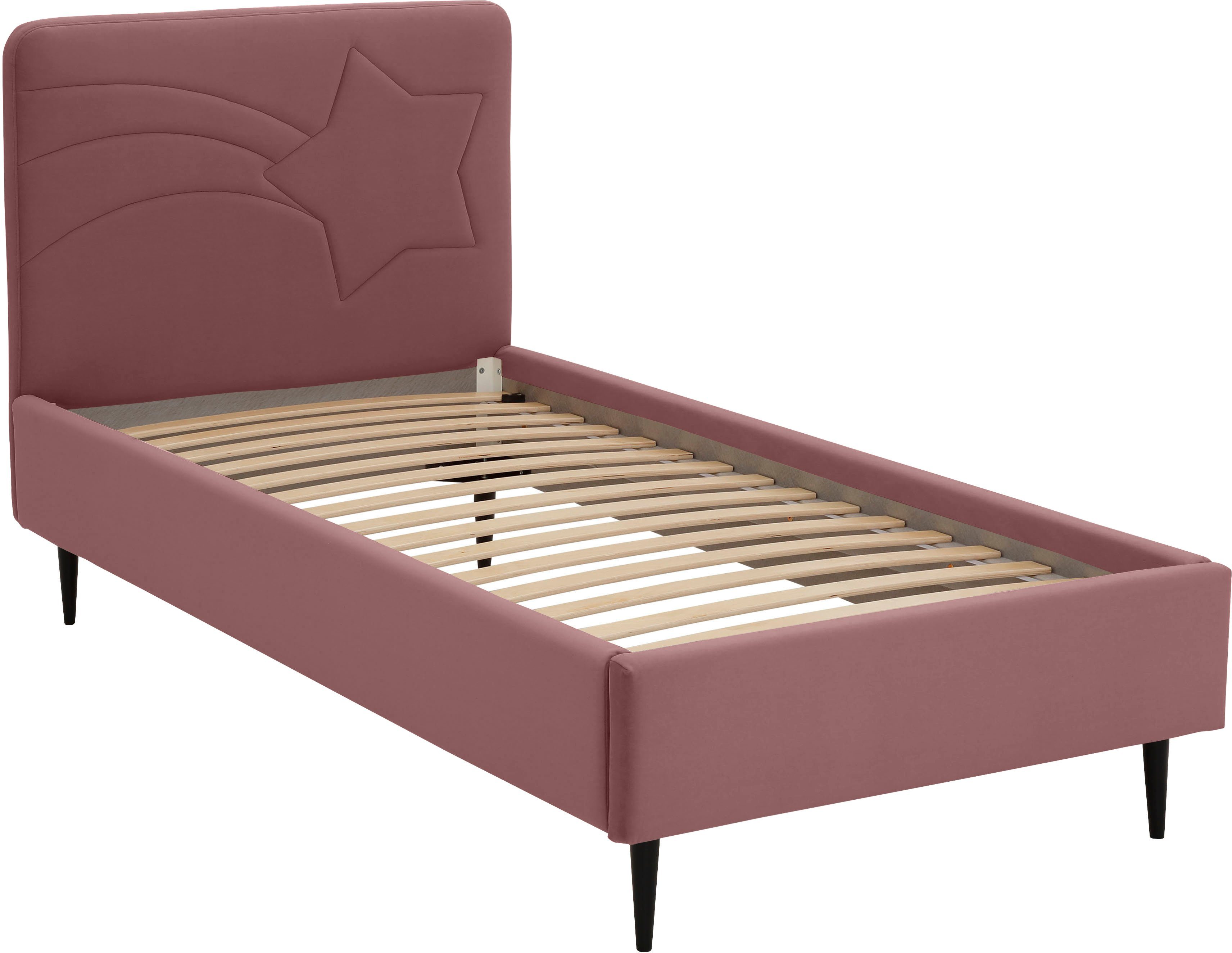 Lüttenhütt Gestoffeerd bed Jonte prettig bekleed hoofdbord met decoratief sterreliëf